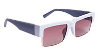 Soigné Female Large Half Rim Rectangular Sunglasses.White Rim