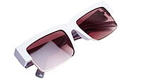 Soigné Female Large Half Rim Rectangular Sunglasses.White Rim