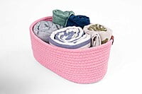Cotton Storage organizer, Natural Handwoven, cotton Shelf Basket For Home & Kitchen (Small ,Medium ,Large) SET OF 3, pink Cotton Storage organizer, Natural Handwoven, cotton Shelf Basket For Home & Kitchen (Small ,Medium ,Large) SET OF 3, pink