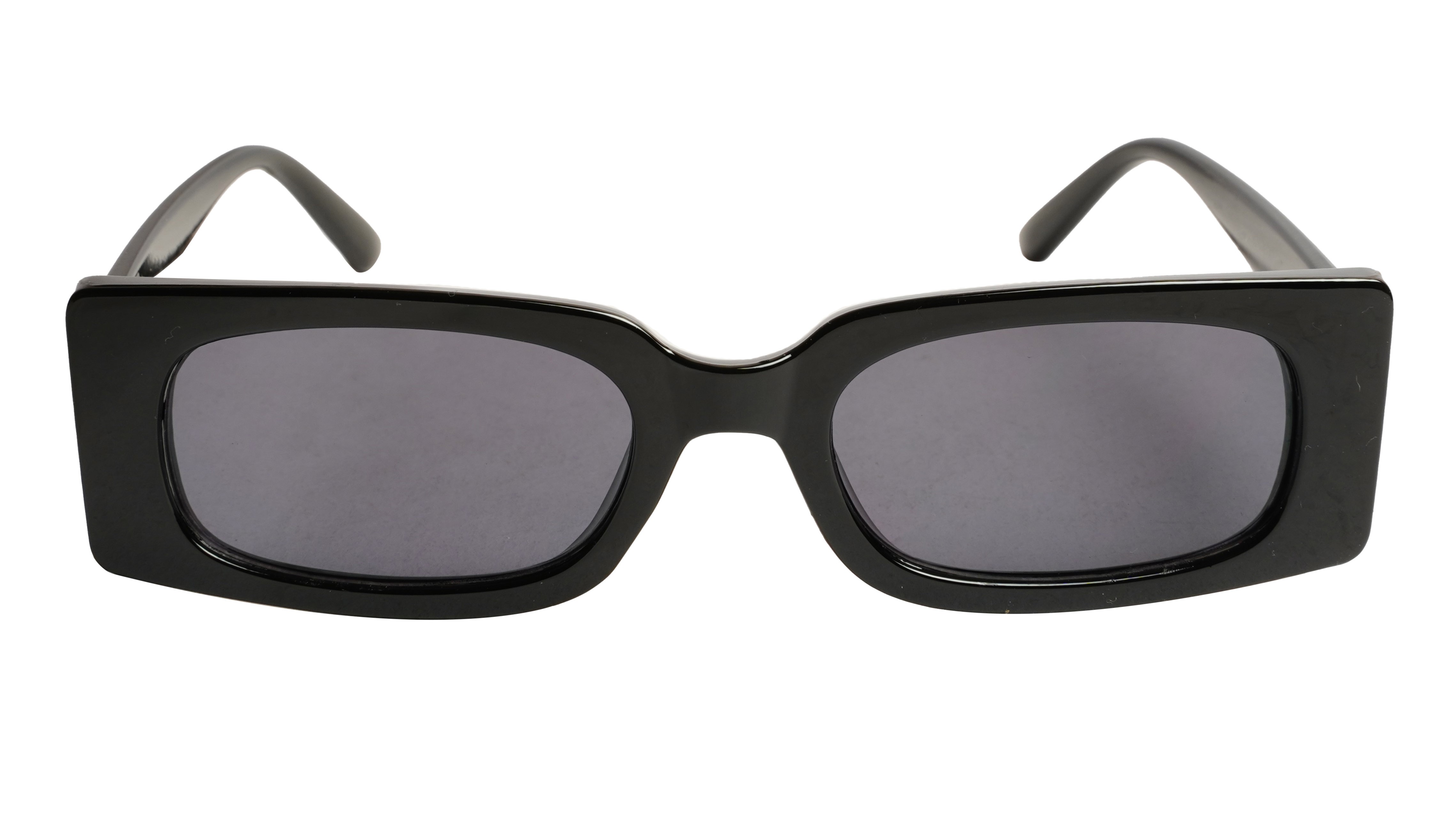 Soigné Female Large Rectangular Sunglasses. Black Frame