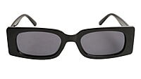Soigné Female Large Rectangular Sunglasses. Black Frame