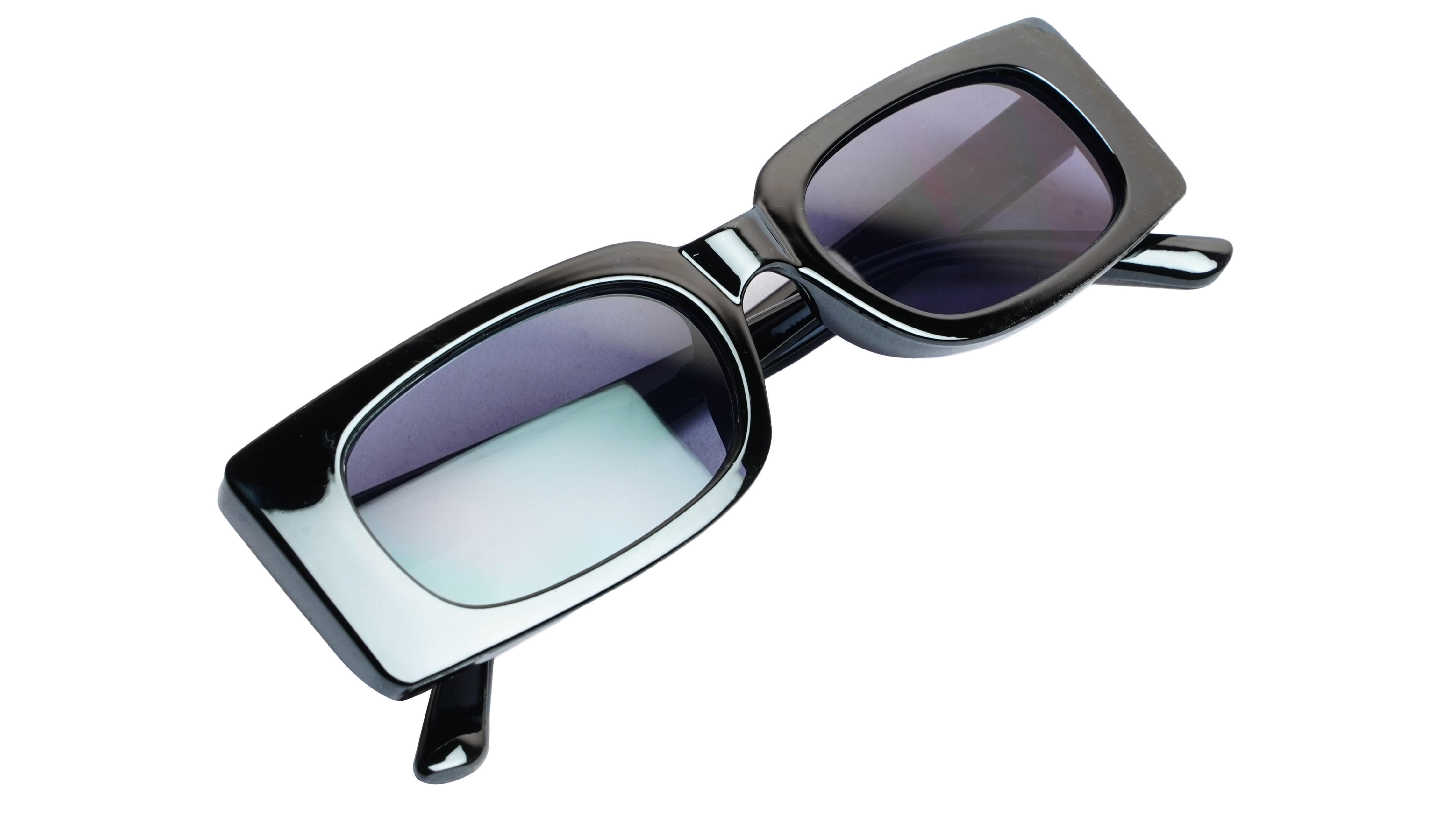 Soigné Female Large Rectangular Sunglasses. Black Frame