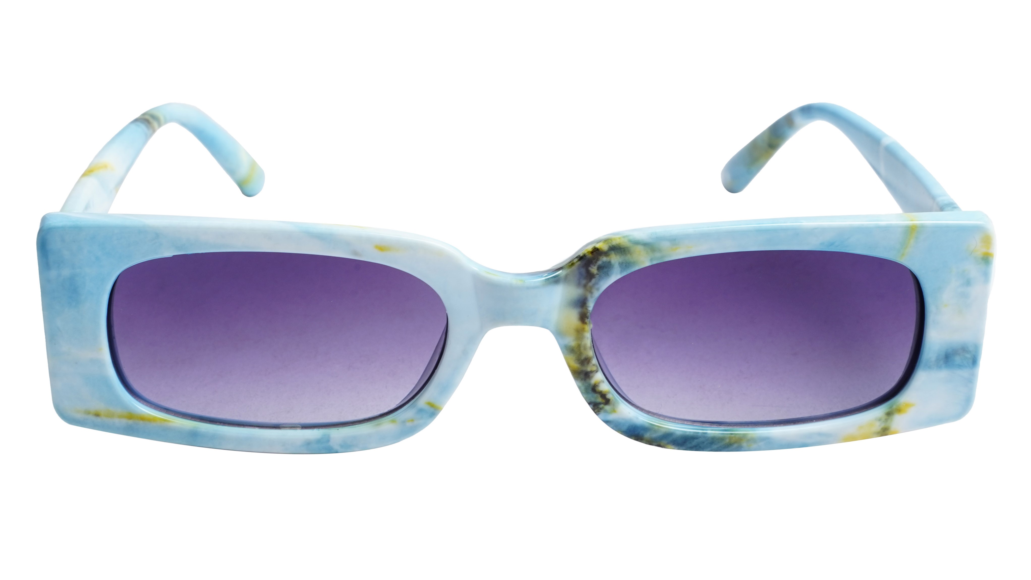 Soigné Female Large Rectangular Sunglasses.Blue&Multicolor