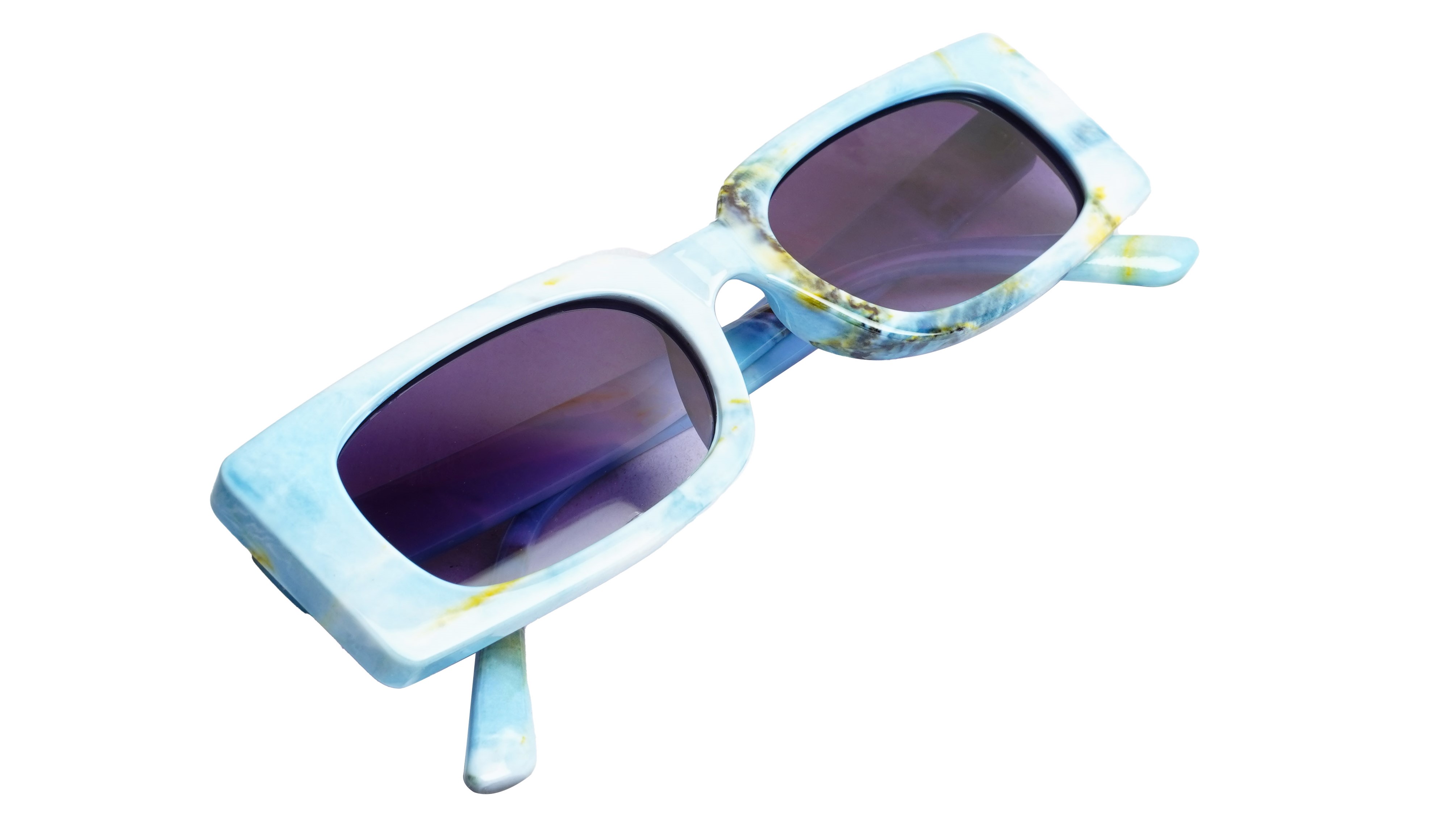 Soigné Female Large Rectangular Sunglasses.Blue&Multicolor