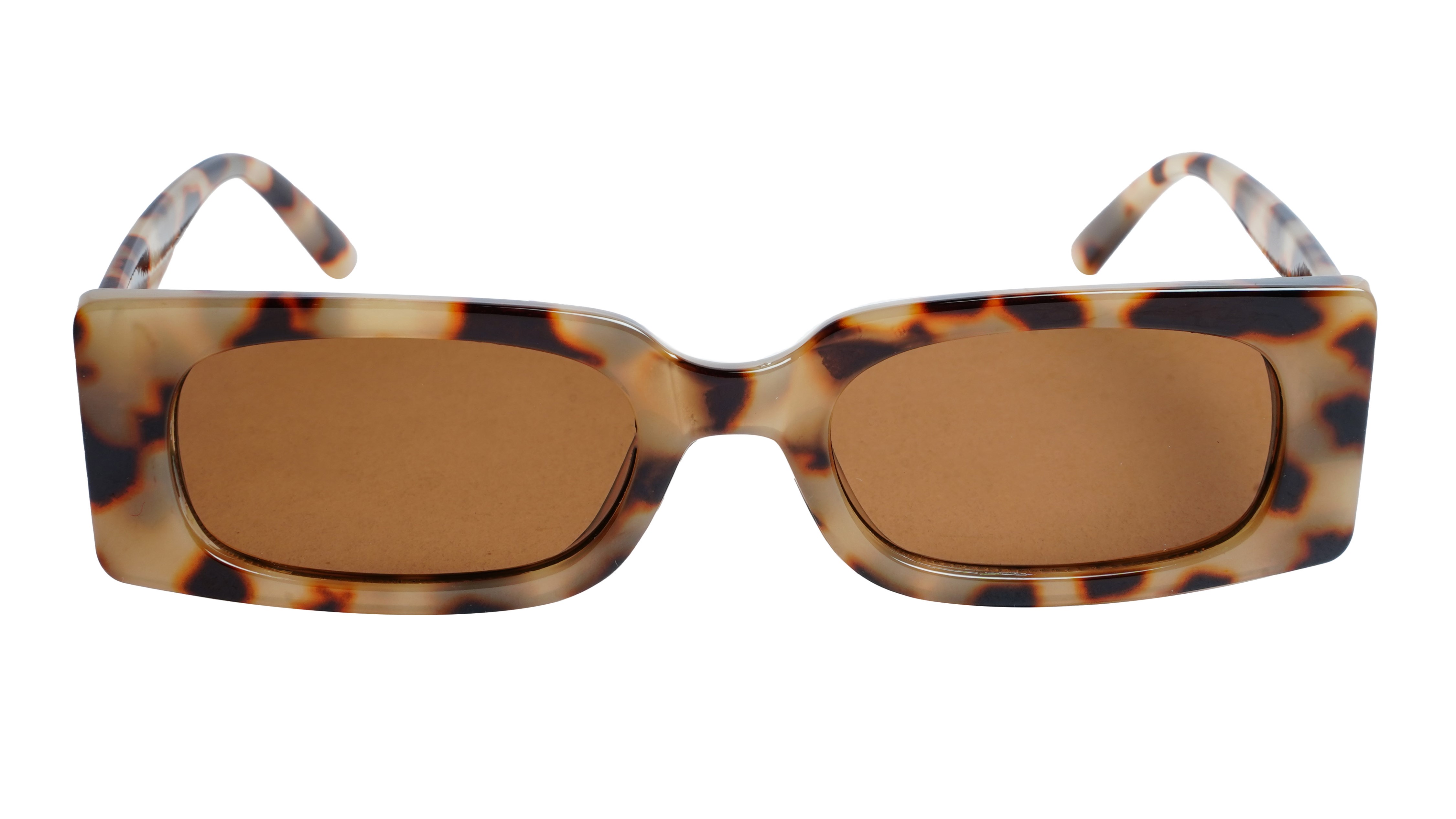 Soigné Female Large Rectangular Sunglasses.Leopard Print Frame