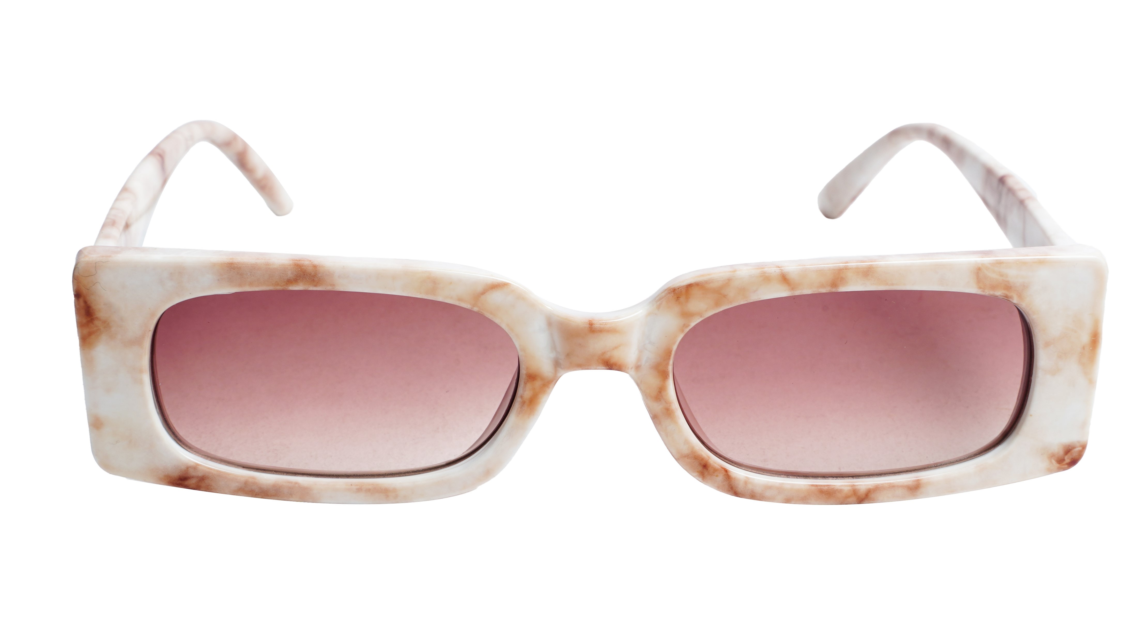 Soigné Female Large Rectangular Sunglasses. White&Brown
