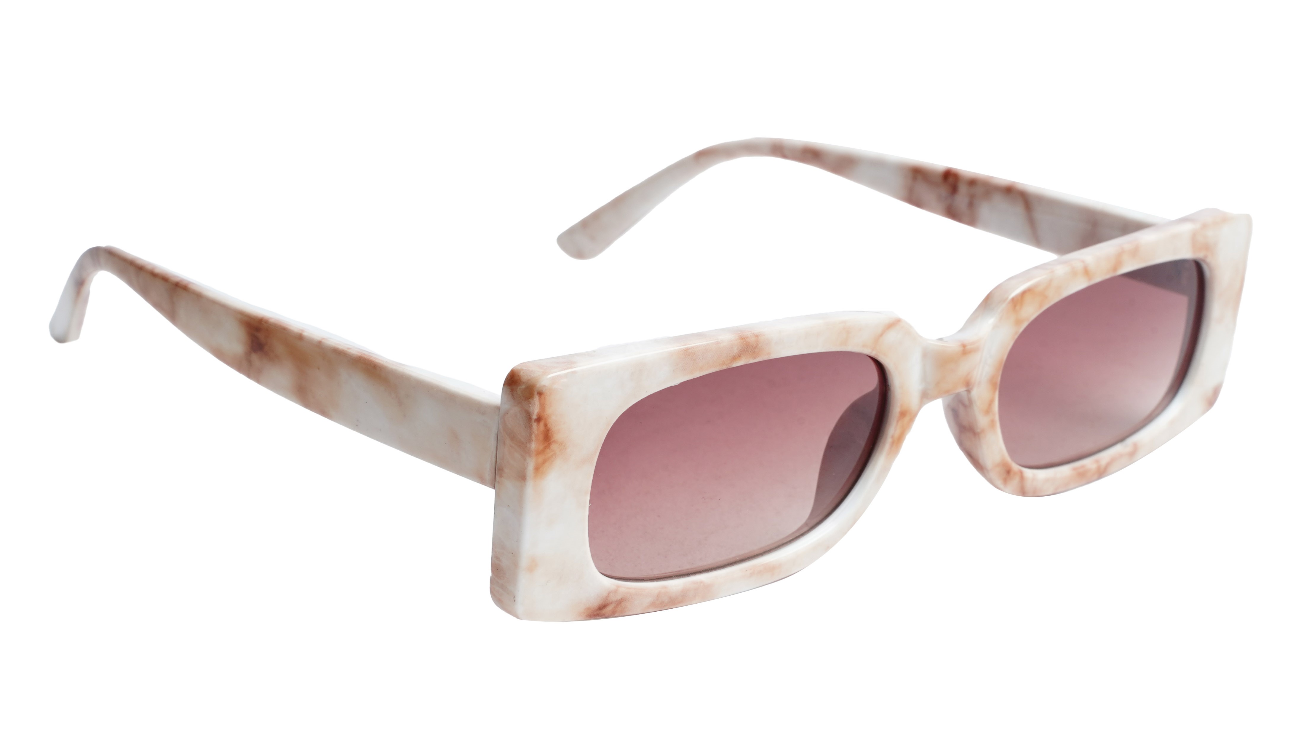 Soigné Female Large Rectangular Sunglasses. White&Brown