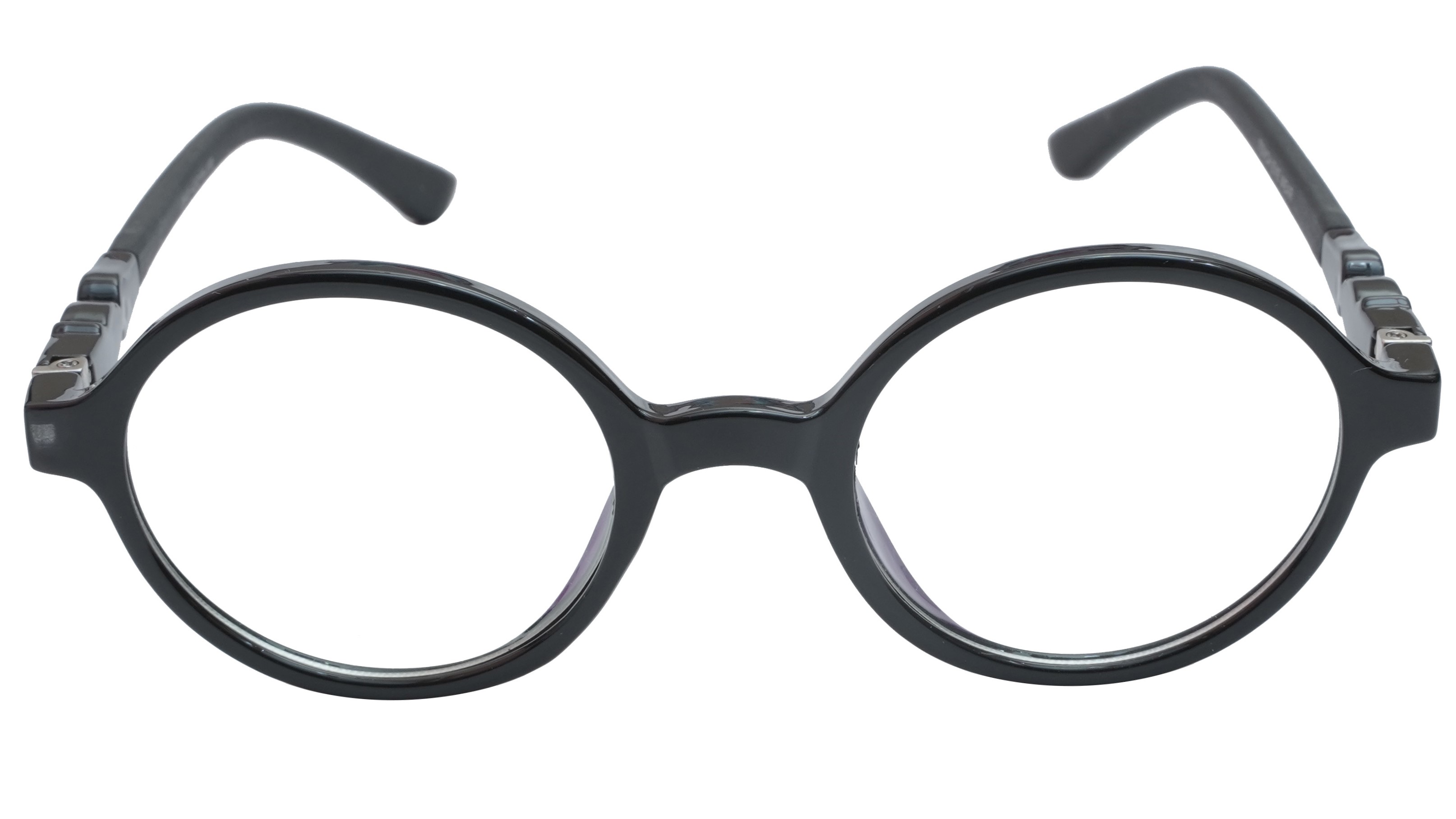 Round Spectacle Frame For Baby Boys. Glossy Black Color Frame. AGE-(3-8Years).