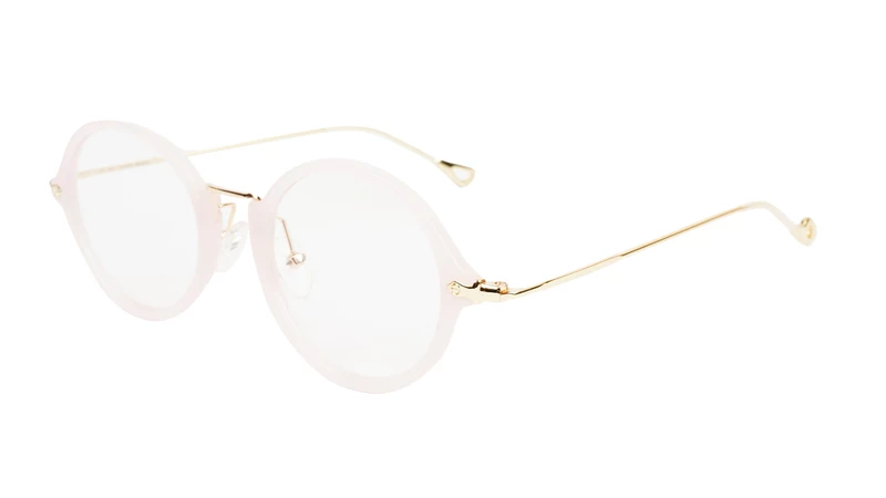 Female Round Medium Spectacle Frame. Pink & Golden
