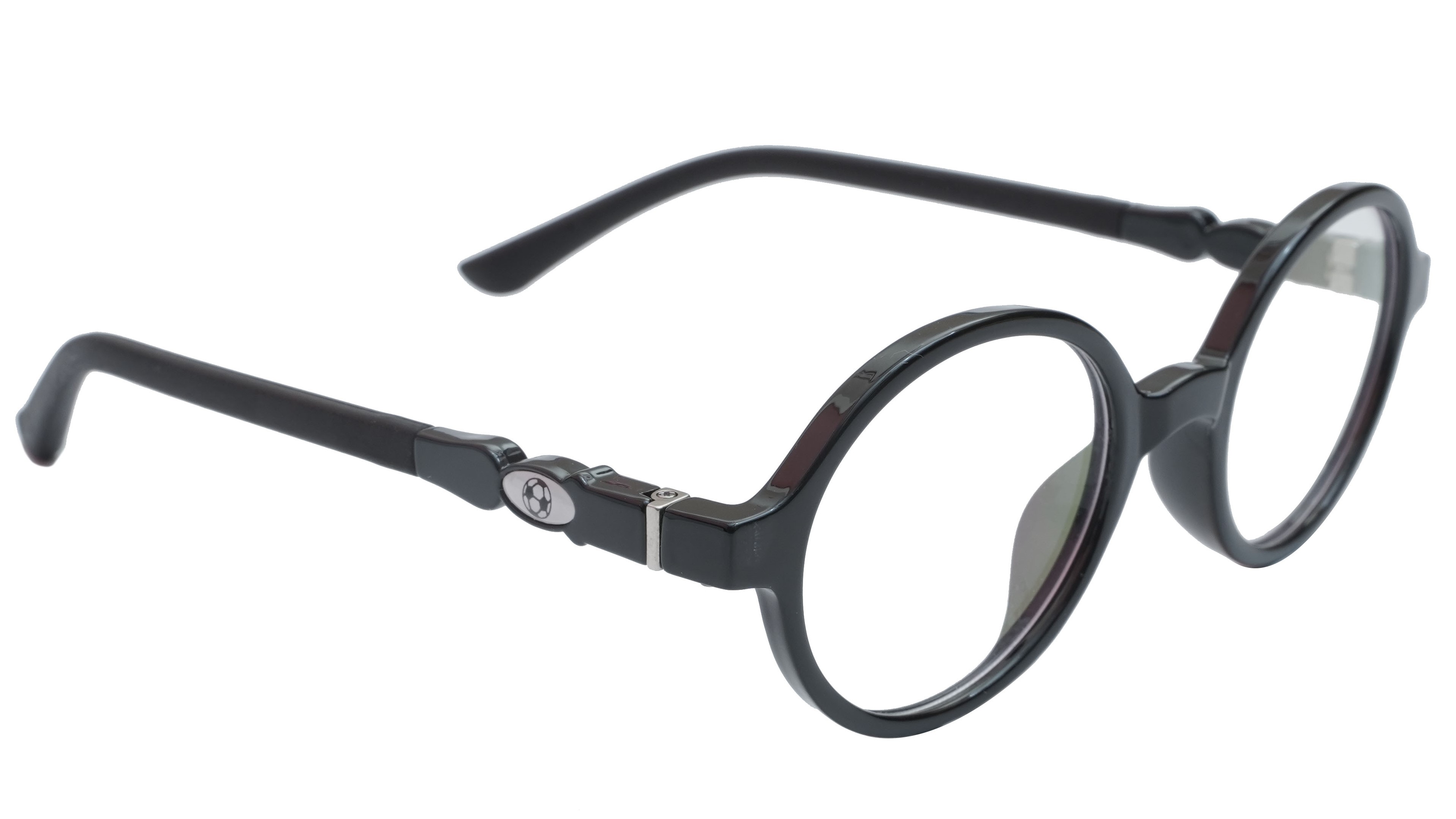Round Spectacle Frame For Baby Boys. Glossy Black Color Frame. AGE-(3-8Years).
