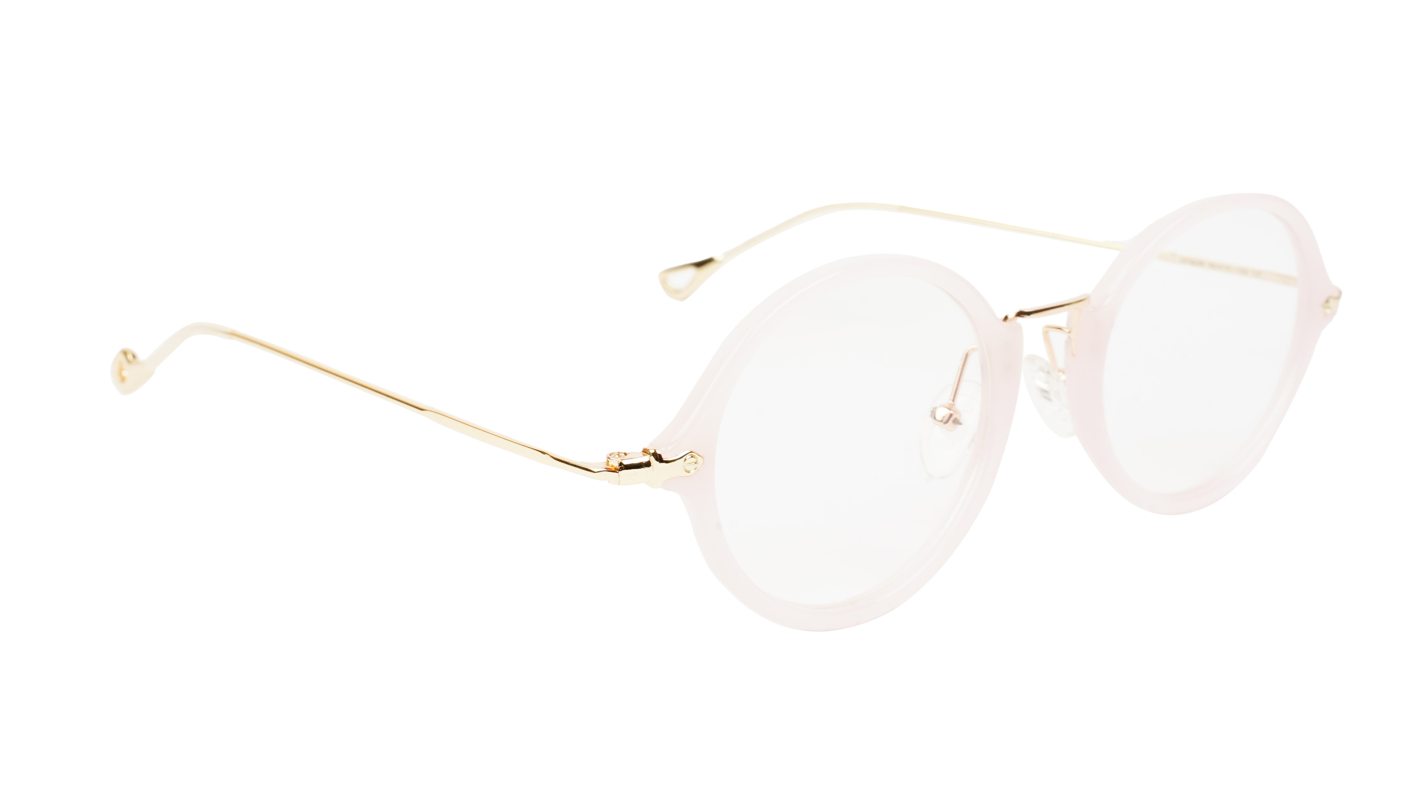 Female Round Medium Spectacle Frame. Pink & Golden