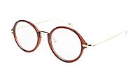 Unisex Medium Full Rim Round Spectacle Frame. Brown & Golden