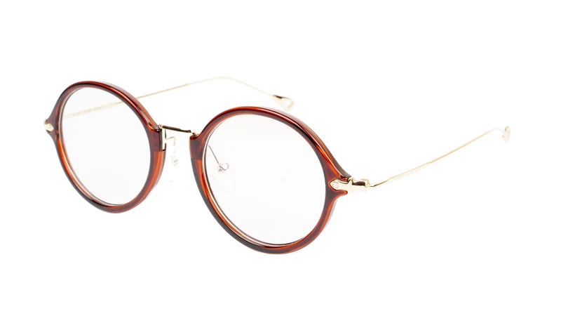 Unisex Medium Full Rim Round Spectacle Frame. Brown & Golden