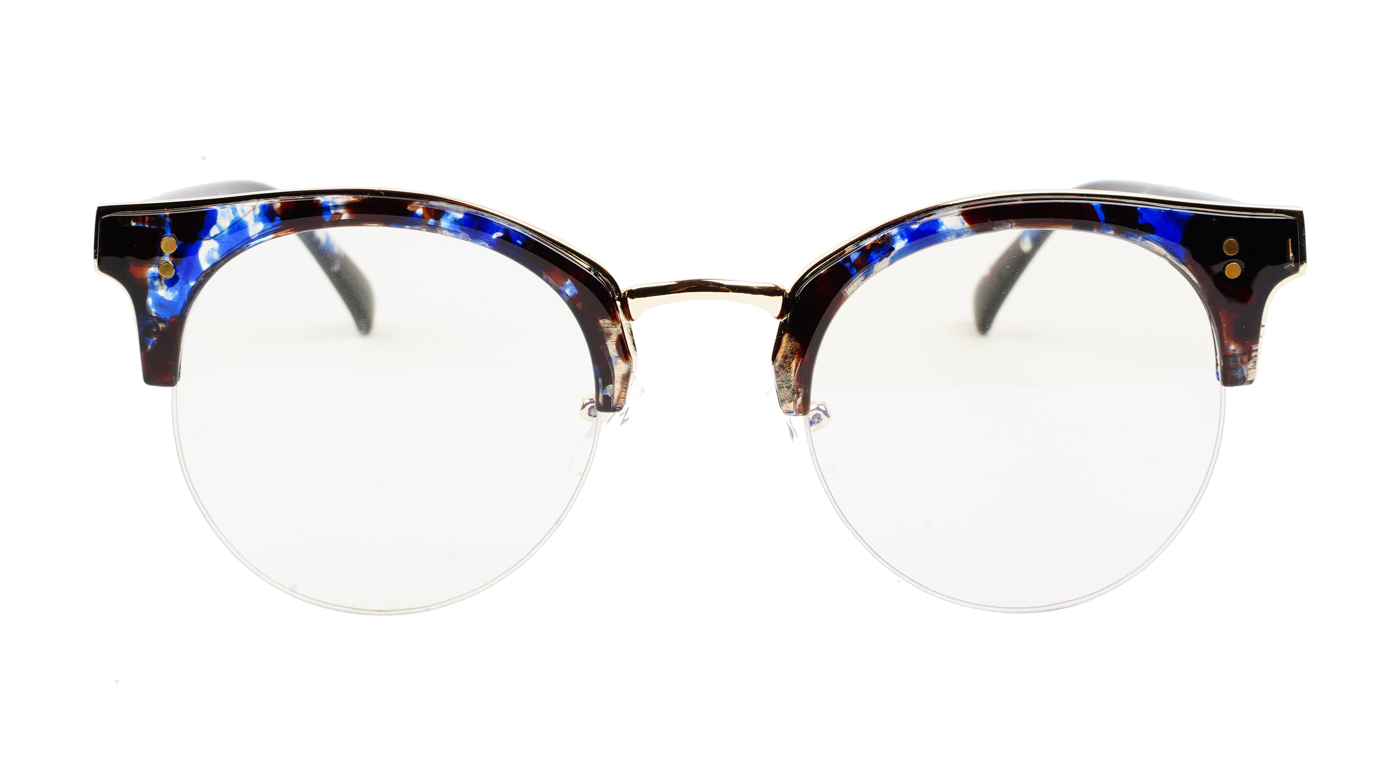 Unisex Large Half Rim Round Spectacle. Multi Color Frame