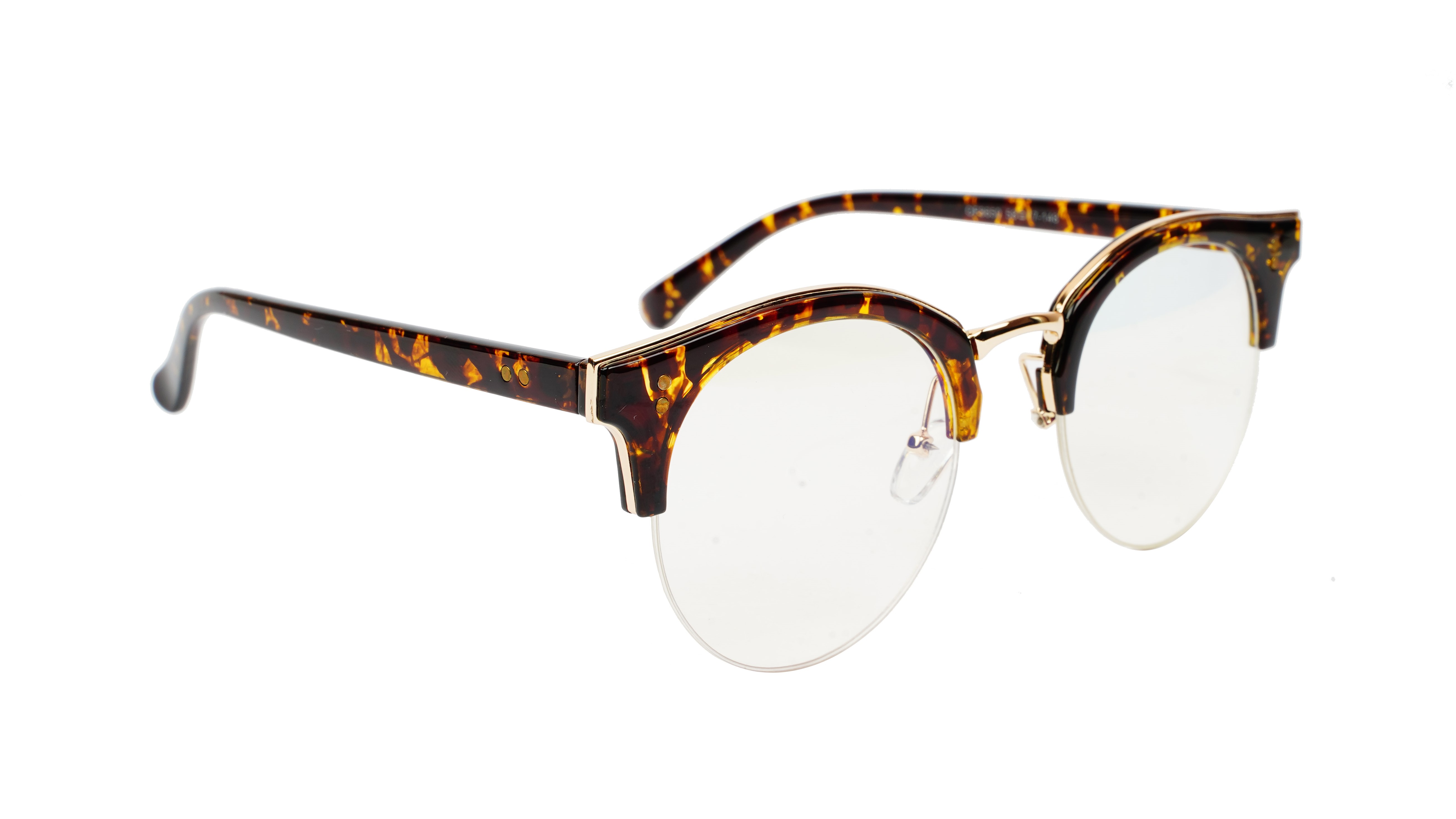Unisex Large Half Rim Round Spectacle. Leopard Print