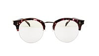 Female Large Half Rim Round Spectacle. Purple & Transparent Color