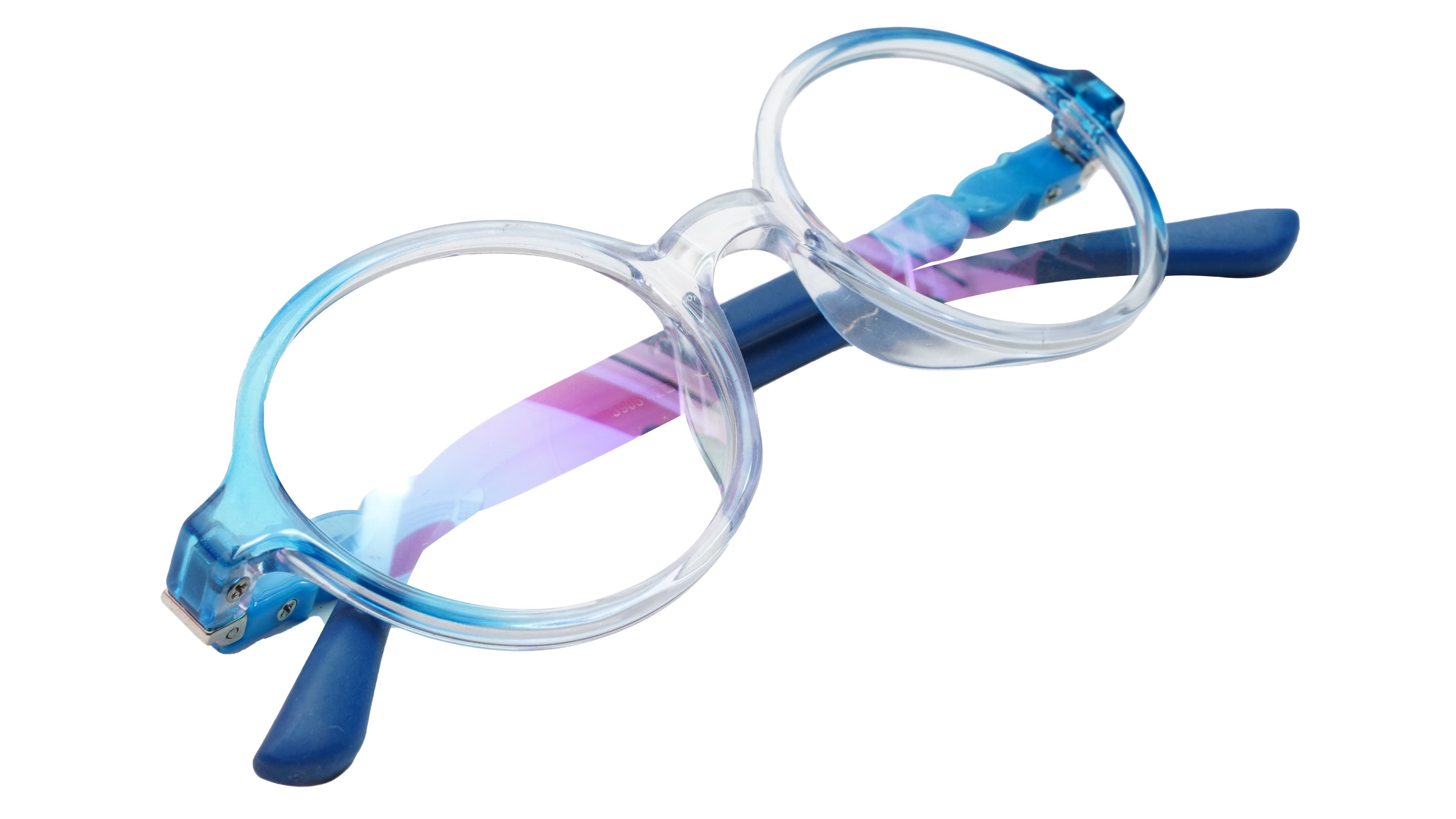Round Spectacle Frame For Baby Boys. See Through Light Blue Color Frame. AGE-(3-8Years).