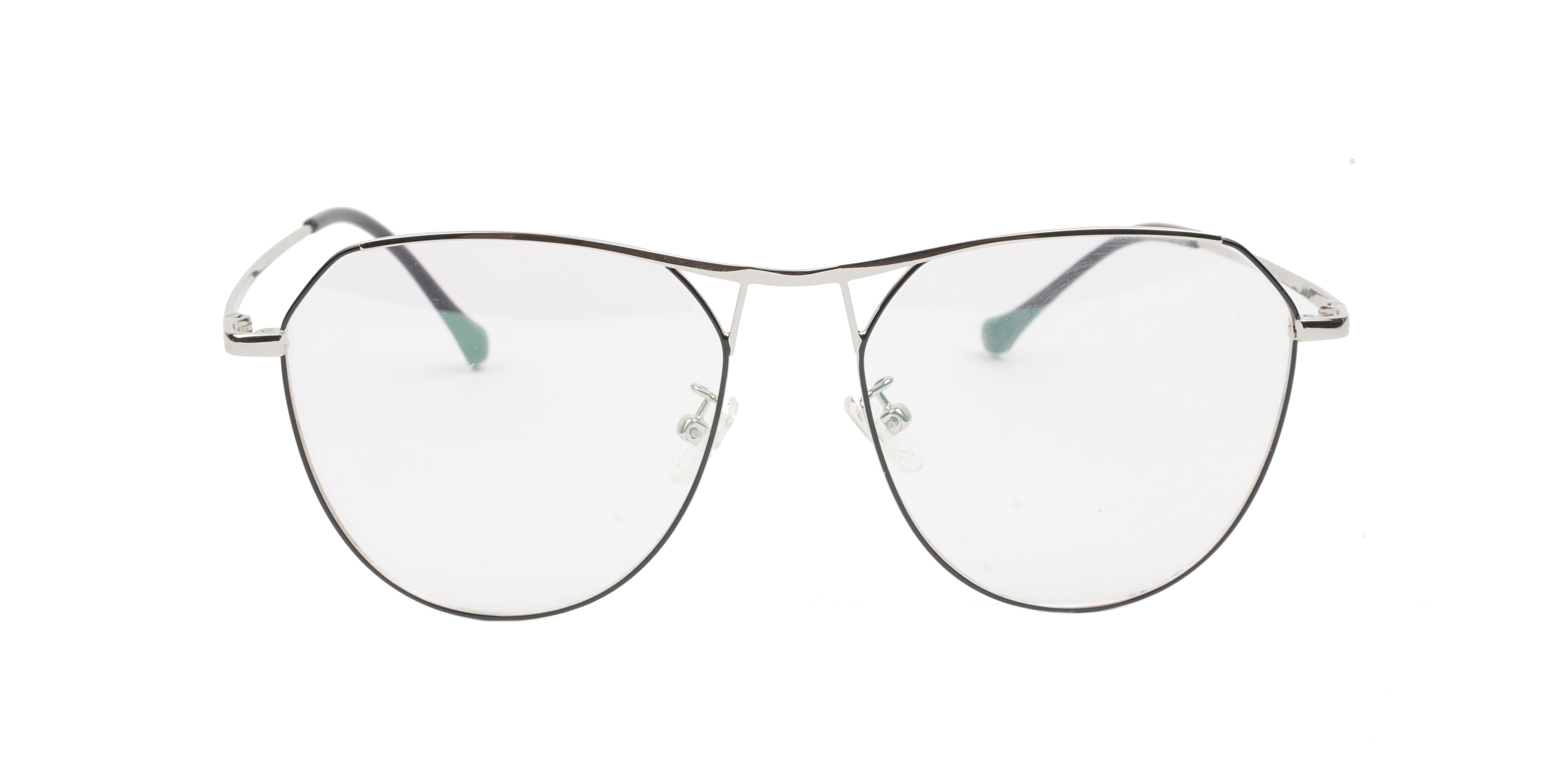 Unisex Aviator Spectacle Frame. Silver& Black Metal Frame