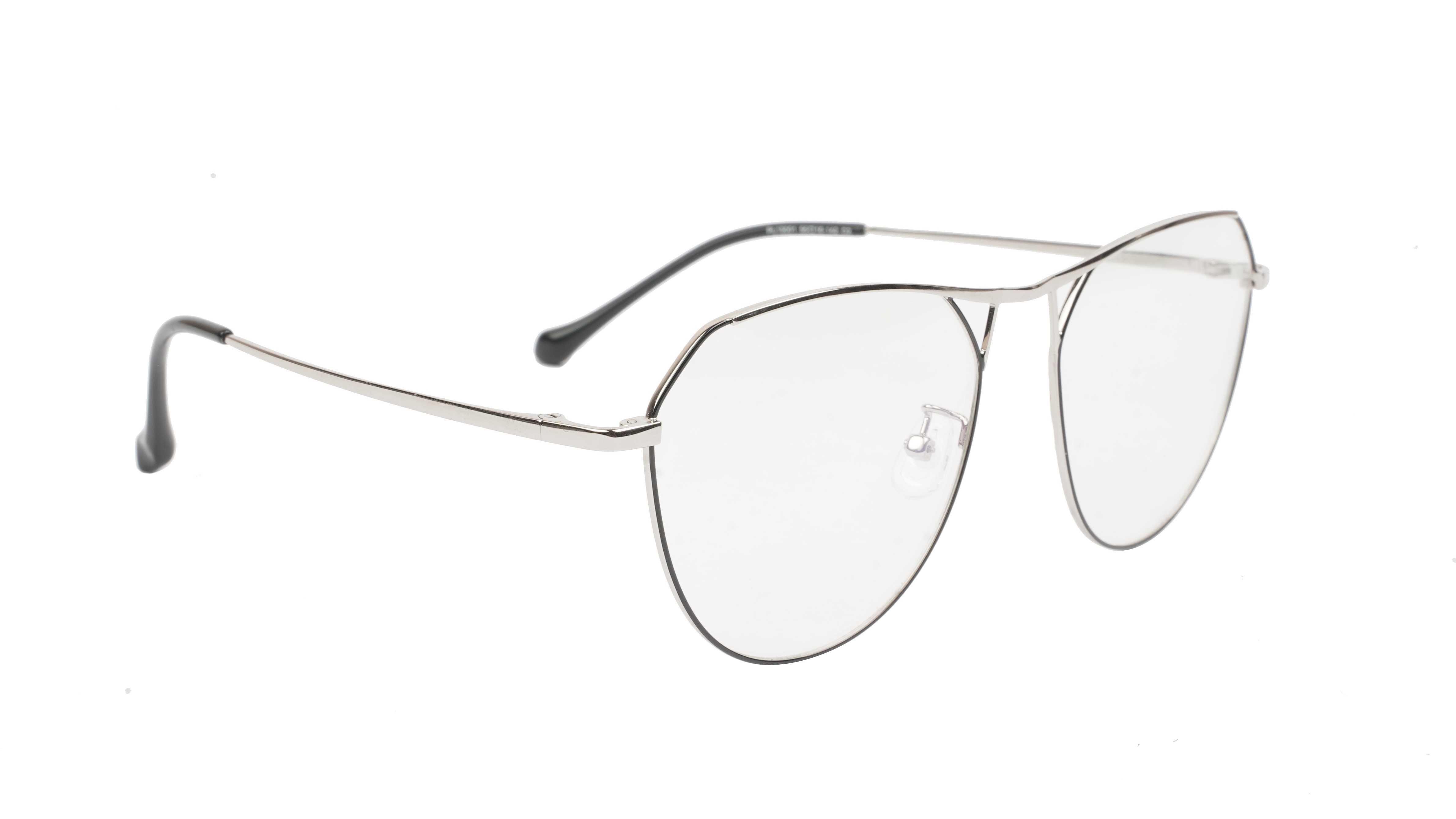 Unisex Aviator Spectacle Frame. Silver& Black Metal Frame