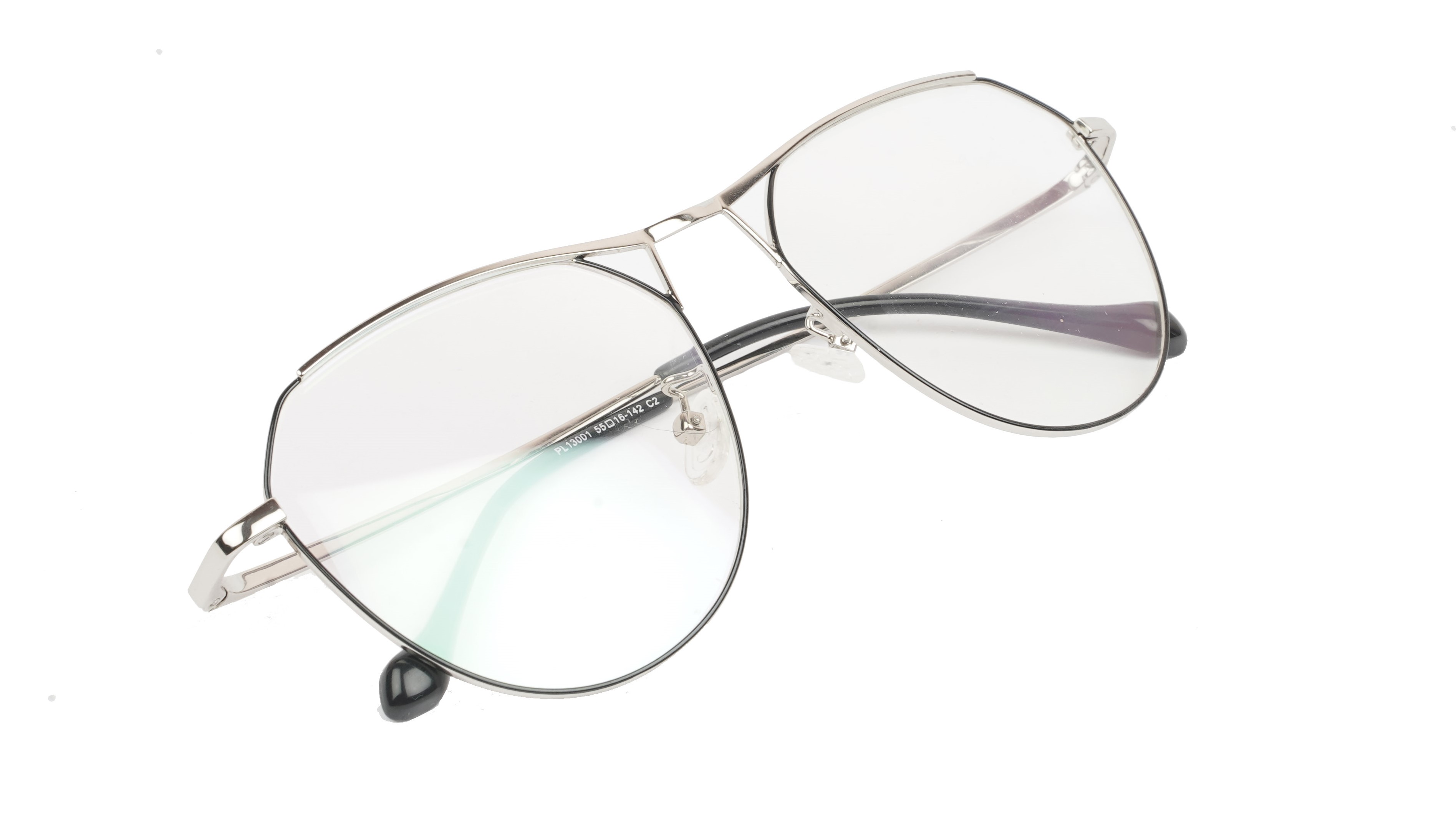 Unisex Aviator Spectacle Frame. Silver& Black Metal Frame