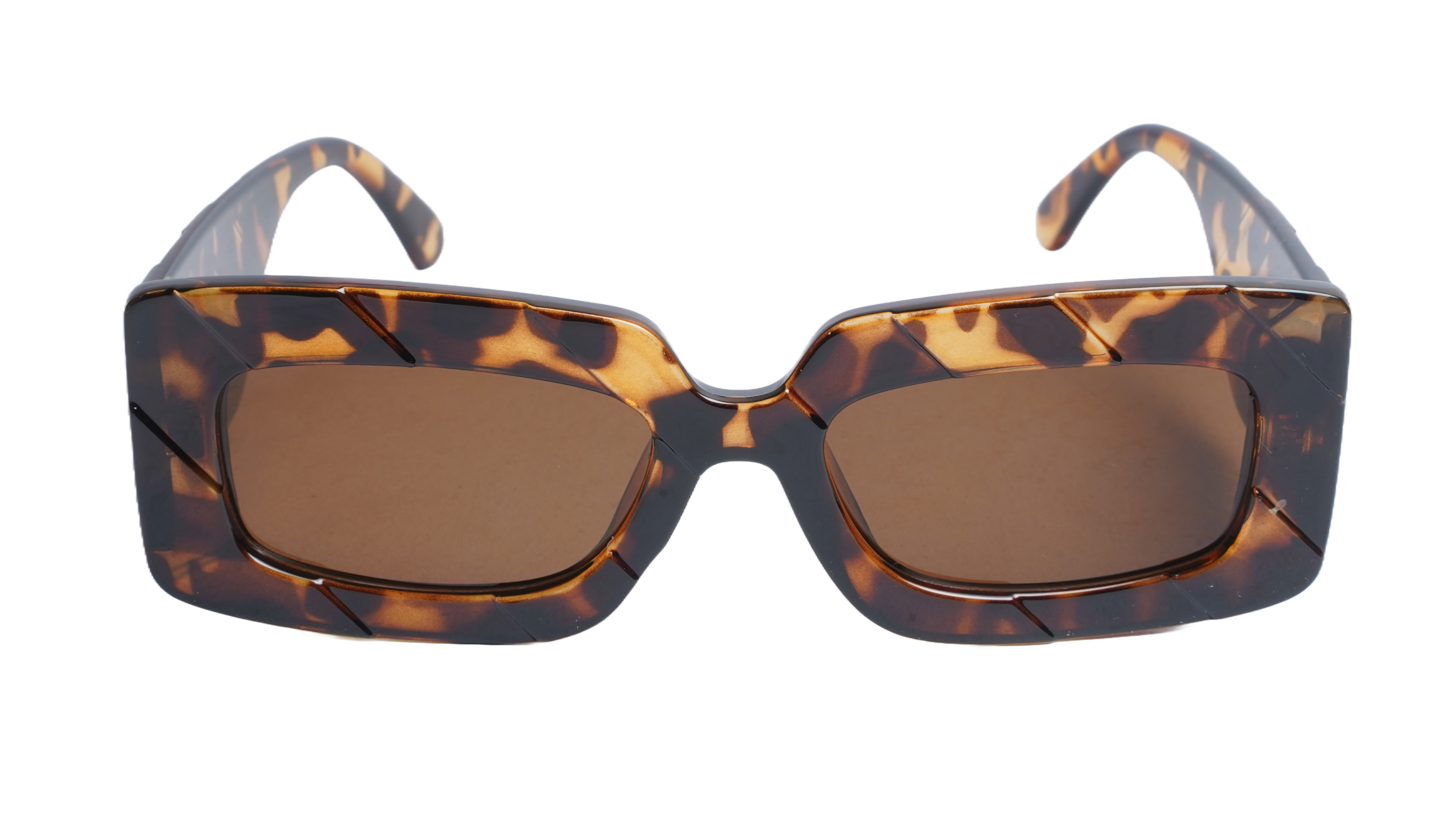 Soigné Female Large Rectangular Sunglasses.Leopard Print Color