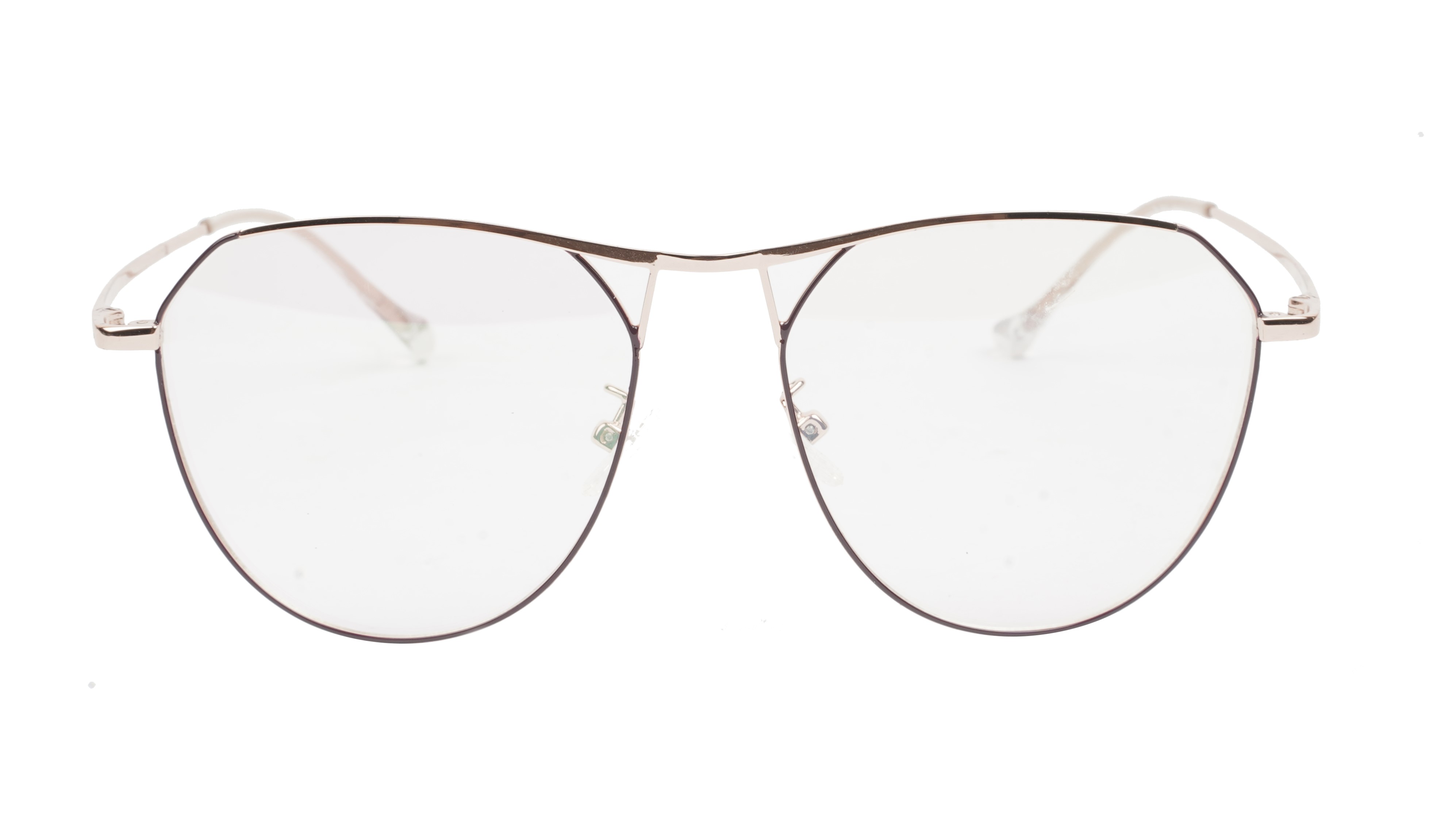 Unisex Aviator Spectacle Frame. Rose Gold& Black Metal Frame