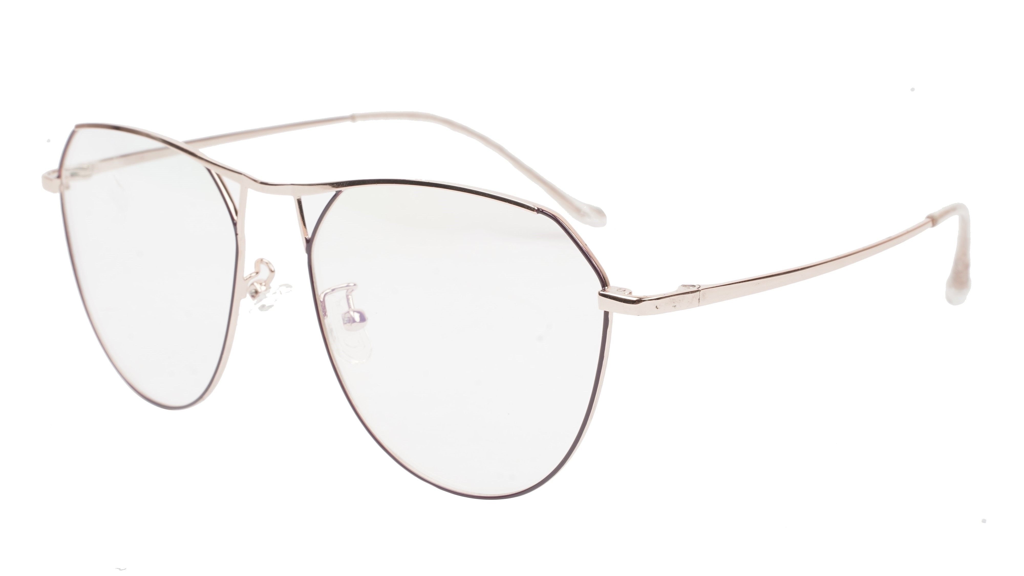 Unisex Aviator Spectacle Frame. Rose Gold& Black Metal Frame