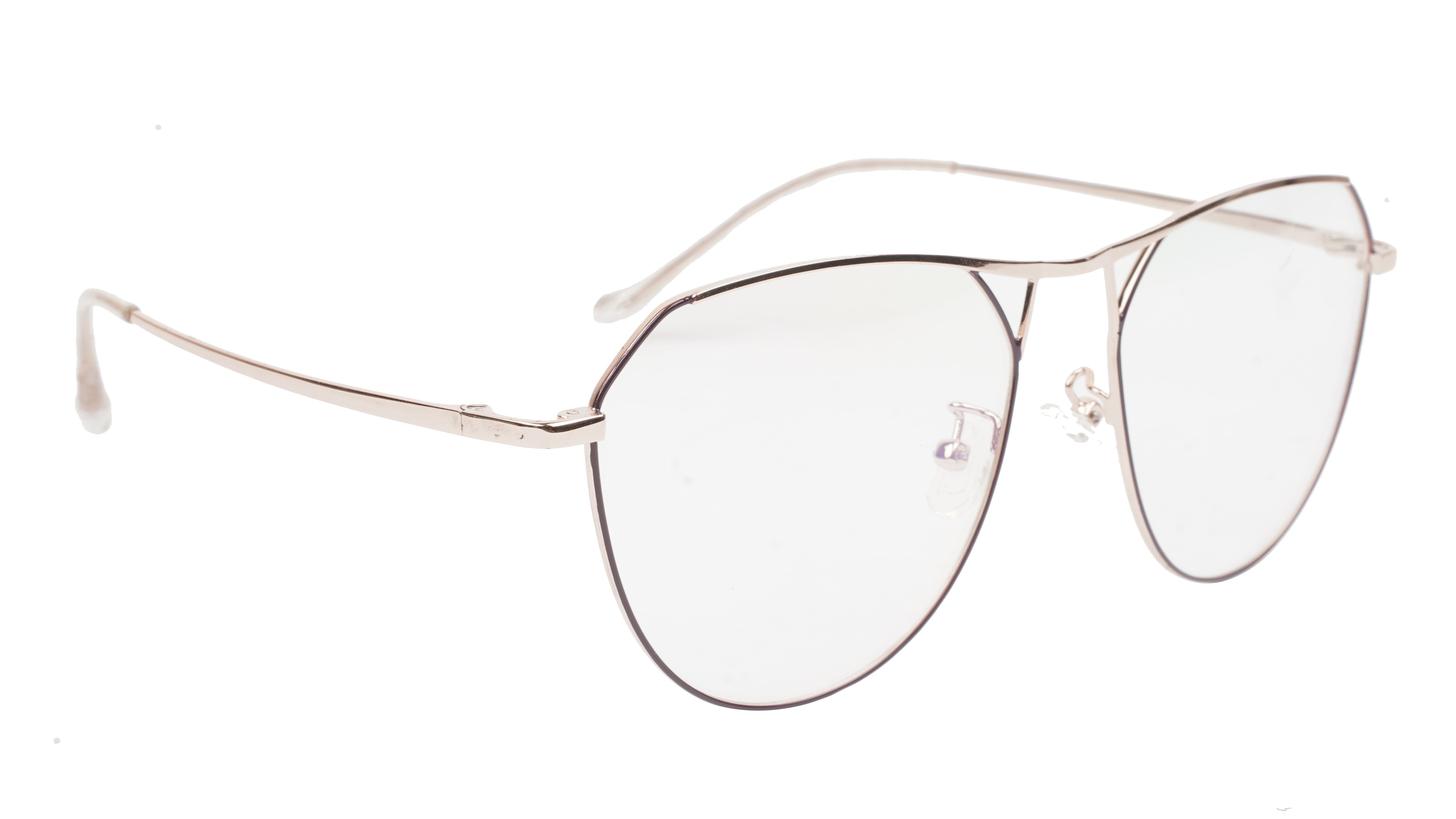 Unisex Aviator Spectacle Frame. Rose Gold& Black Metal Frame