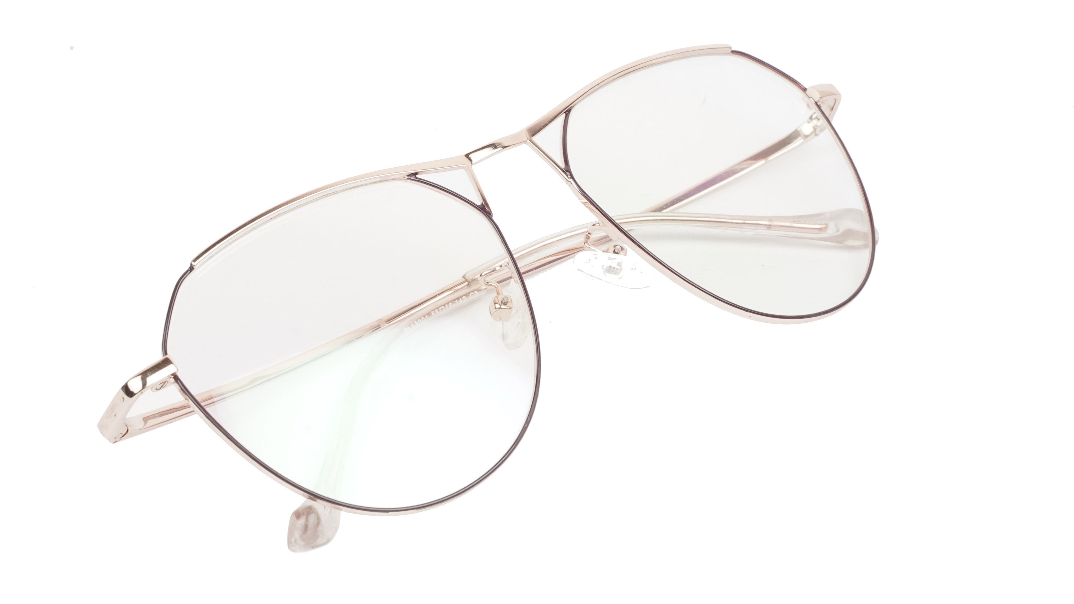 Unisex Aviator Spectacle Frame. Rose Gold& Black Metal Frame