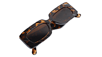Soigné Female Large Rectangular Sunglasses.Leopard Print Color