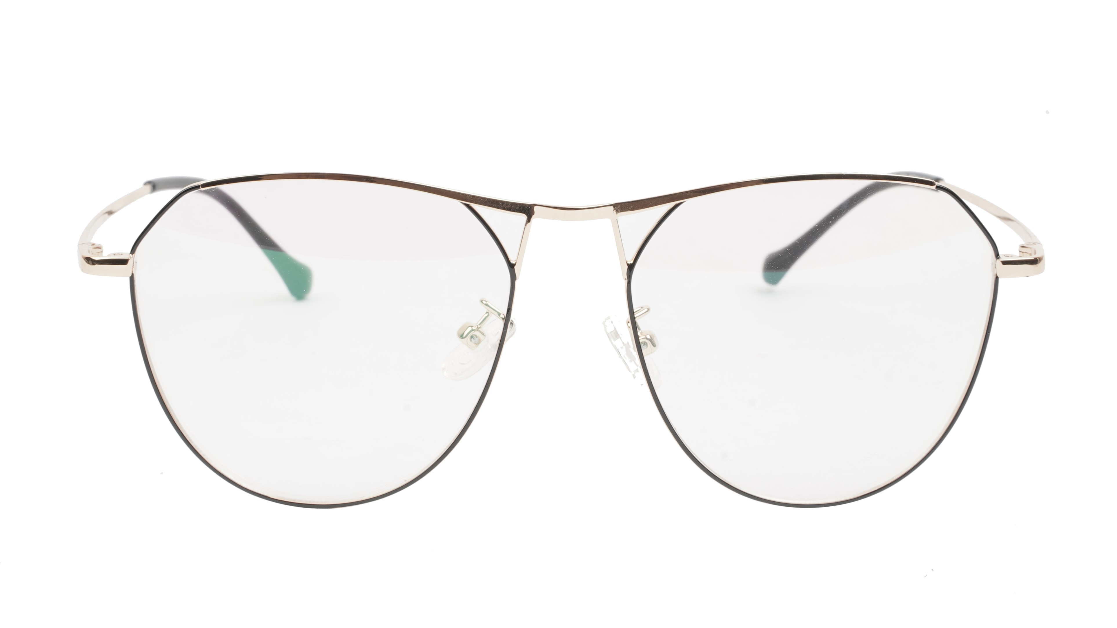 Unisex Aviator Spectacle Frame. Golden& Black Metal Frame