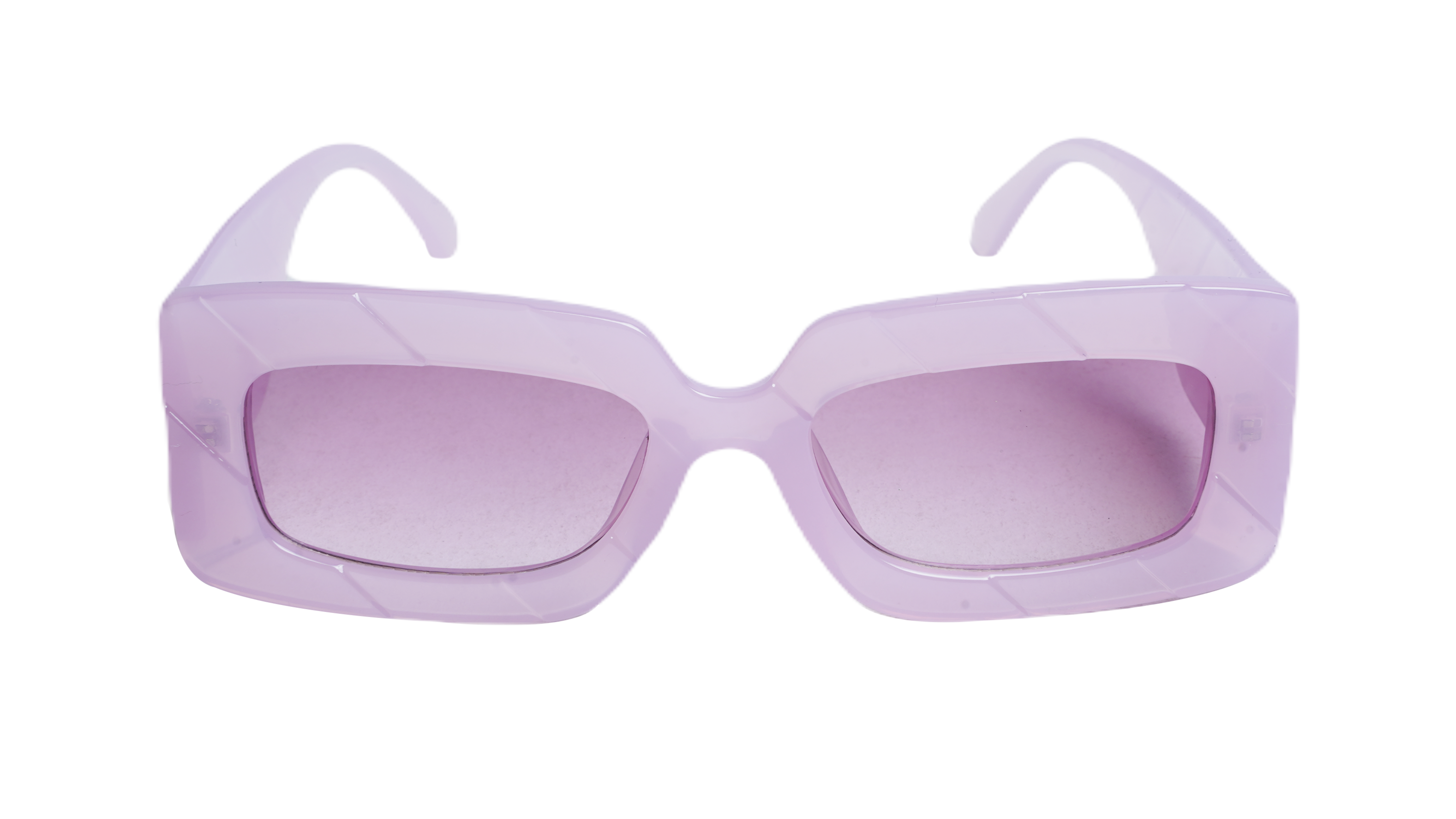 Soigné Female Large Rectangular Sunglasses.See Through Light Pink Color