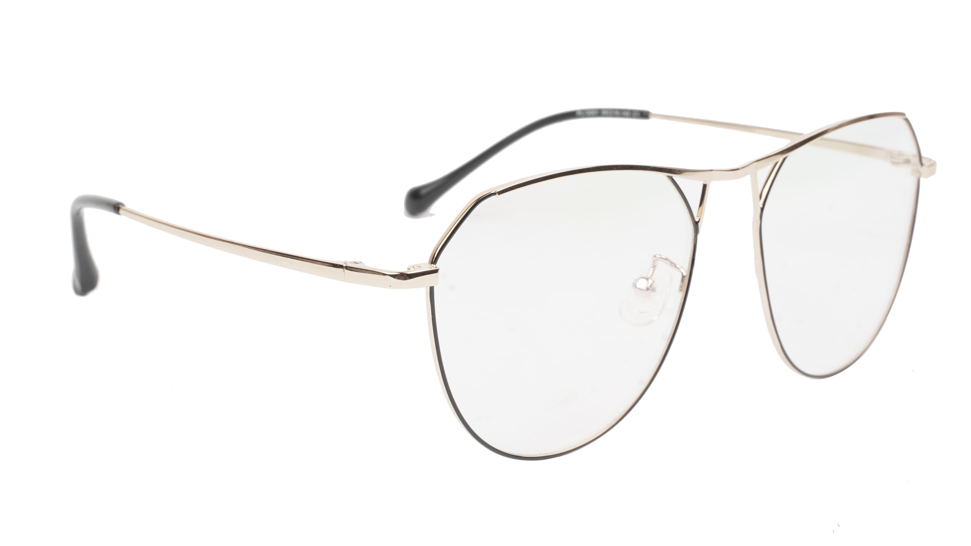 Unisex Aviator Spectacle Frame. Golden& Black Metal Frame