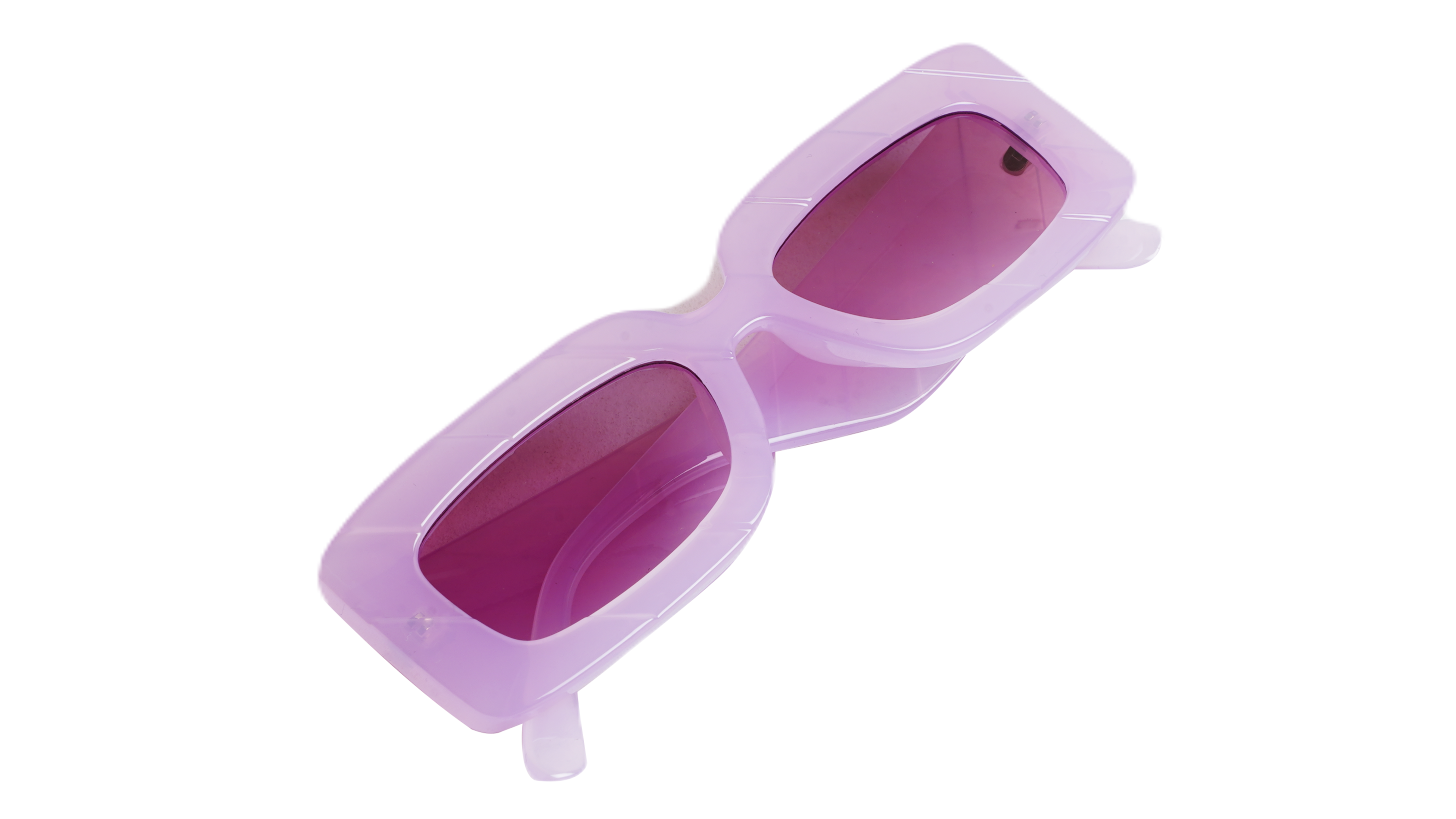 Soigné Female Large Rectangular Sunglasses.See Through Light Pink Color