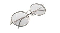 Unisex Medium Round Sunglasses. Silver Metal Frame.