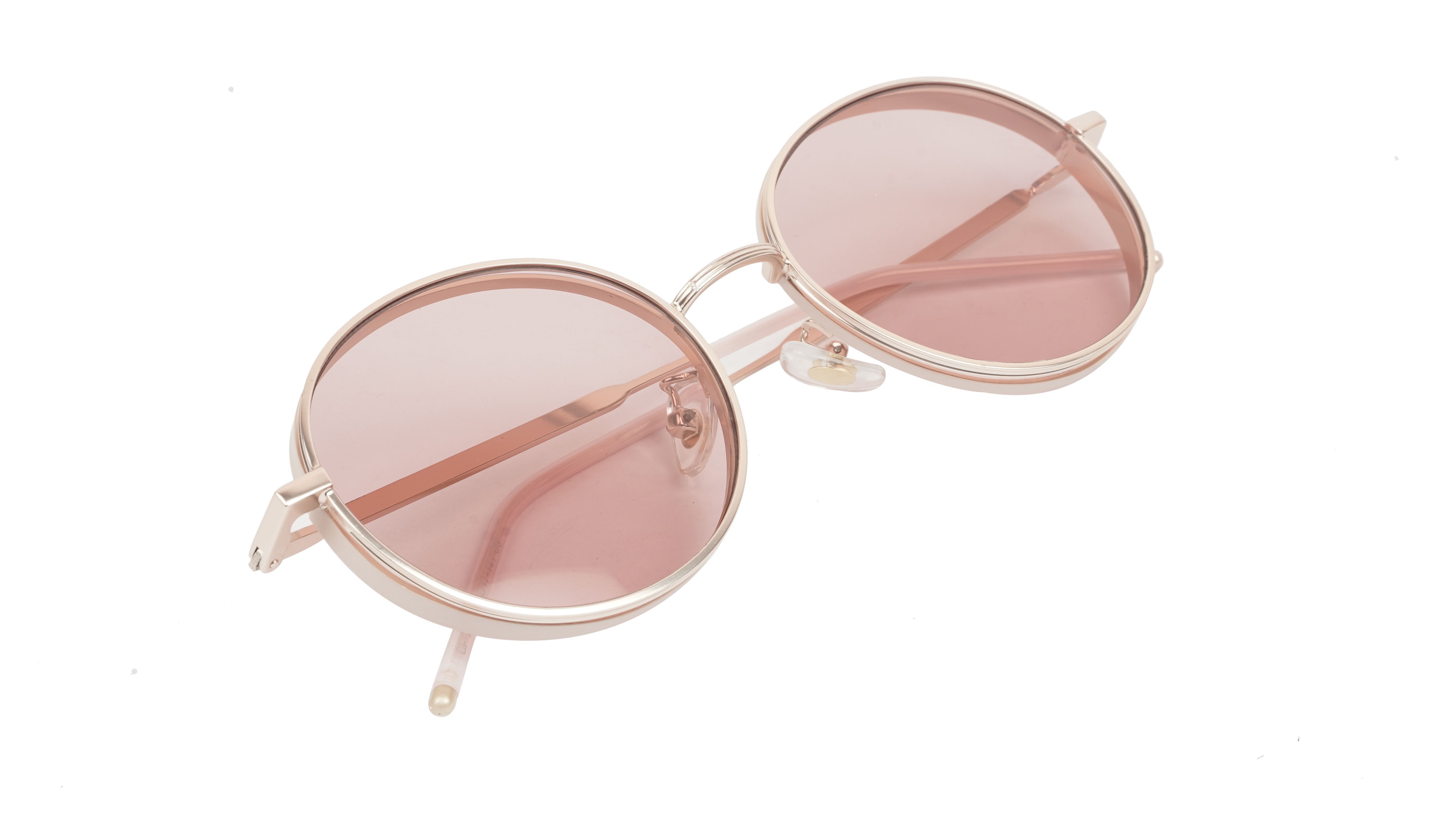 Female Medium Round Sunglasses. Golden Metal Frame