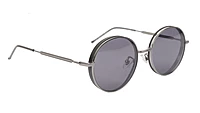Soigné Unisex Medium Round Sunglasses.Gray Metal Frame