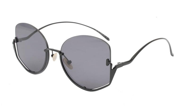 Female Half Rim Oversized Sunglasses. See Through Black Lens Female Half Rim Oversized Sunglasses. See Through Black Lens