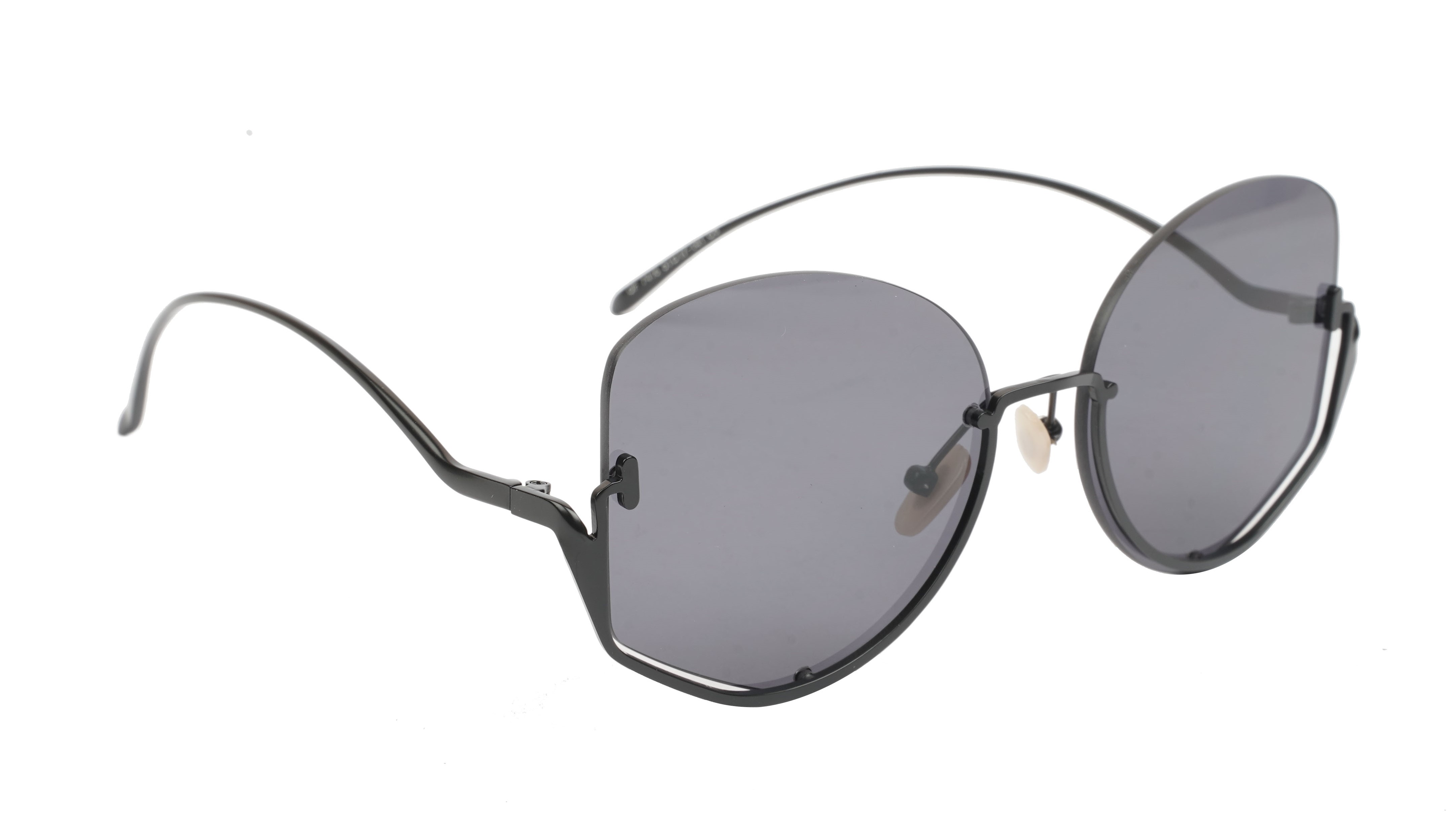 Female Half Rim Oversized Sunglasses. See Through Black Lens