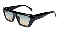 Soigné Female Large Rectangular Sunglasses.Gloss Black
