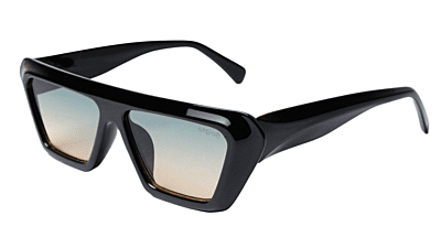 Soigné Female Large Rectangular Sunglasses.Gloss Black