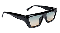 Soigné Female Large Rectangular Sunglasses.Gloss Black