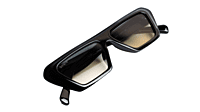 Soigné Female Large Rectangular Sunglasses.Gloss Black