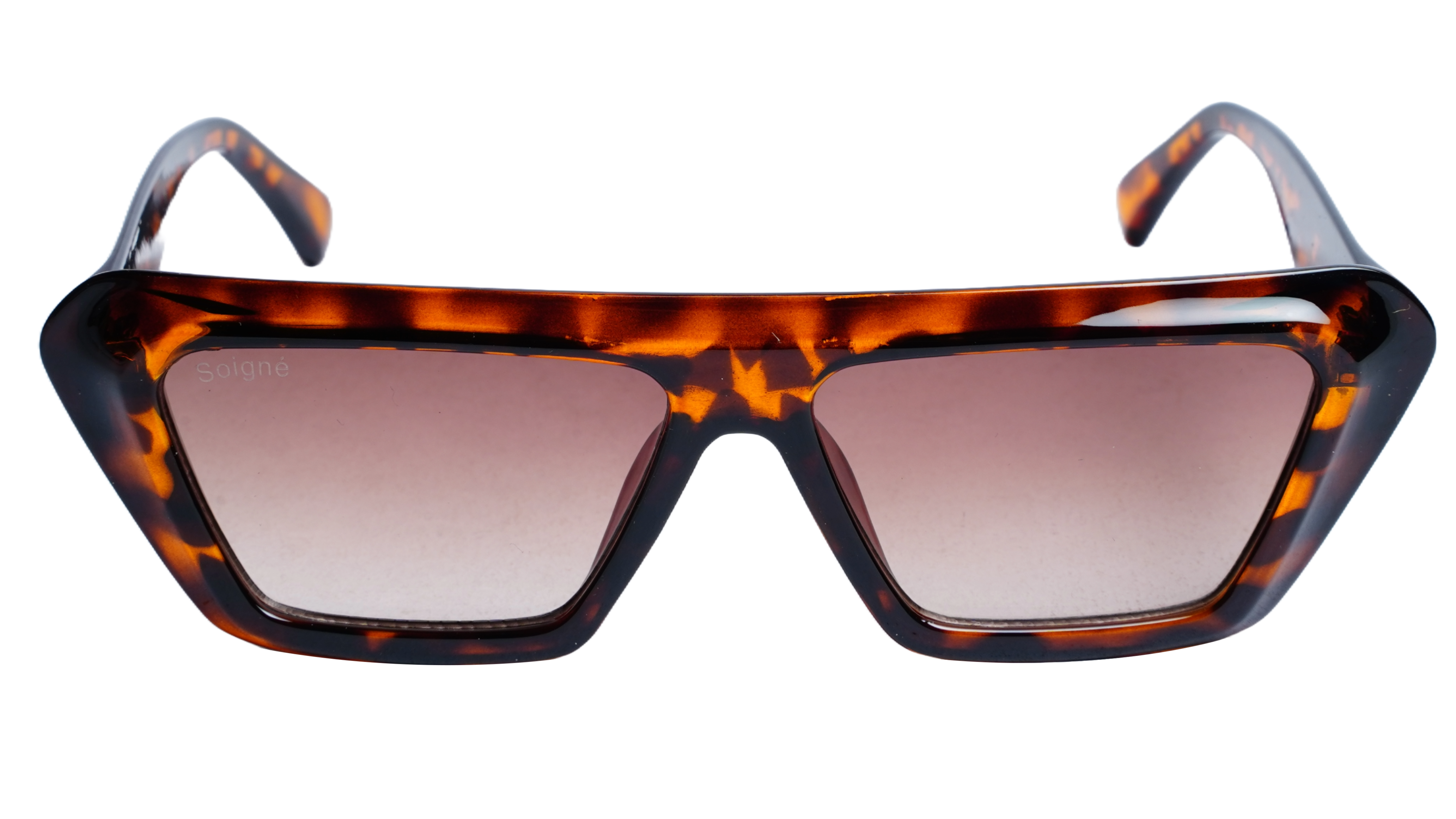 Soigné Female Large Rectangular Sunglasses.Leopard Print Color Frame