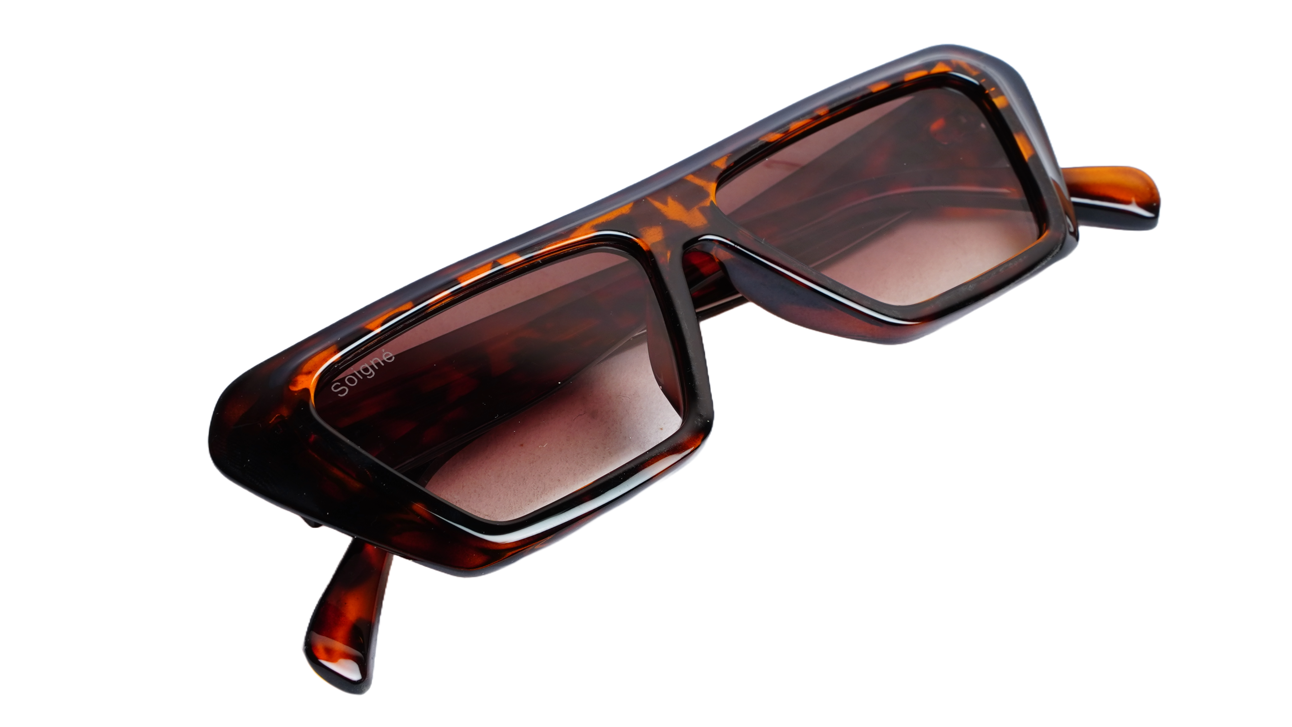 Soigné Female Large Rectangular Sunglasses.Leopard Print Color Frame
