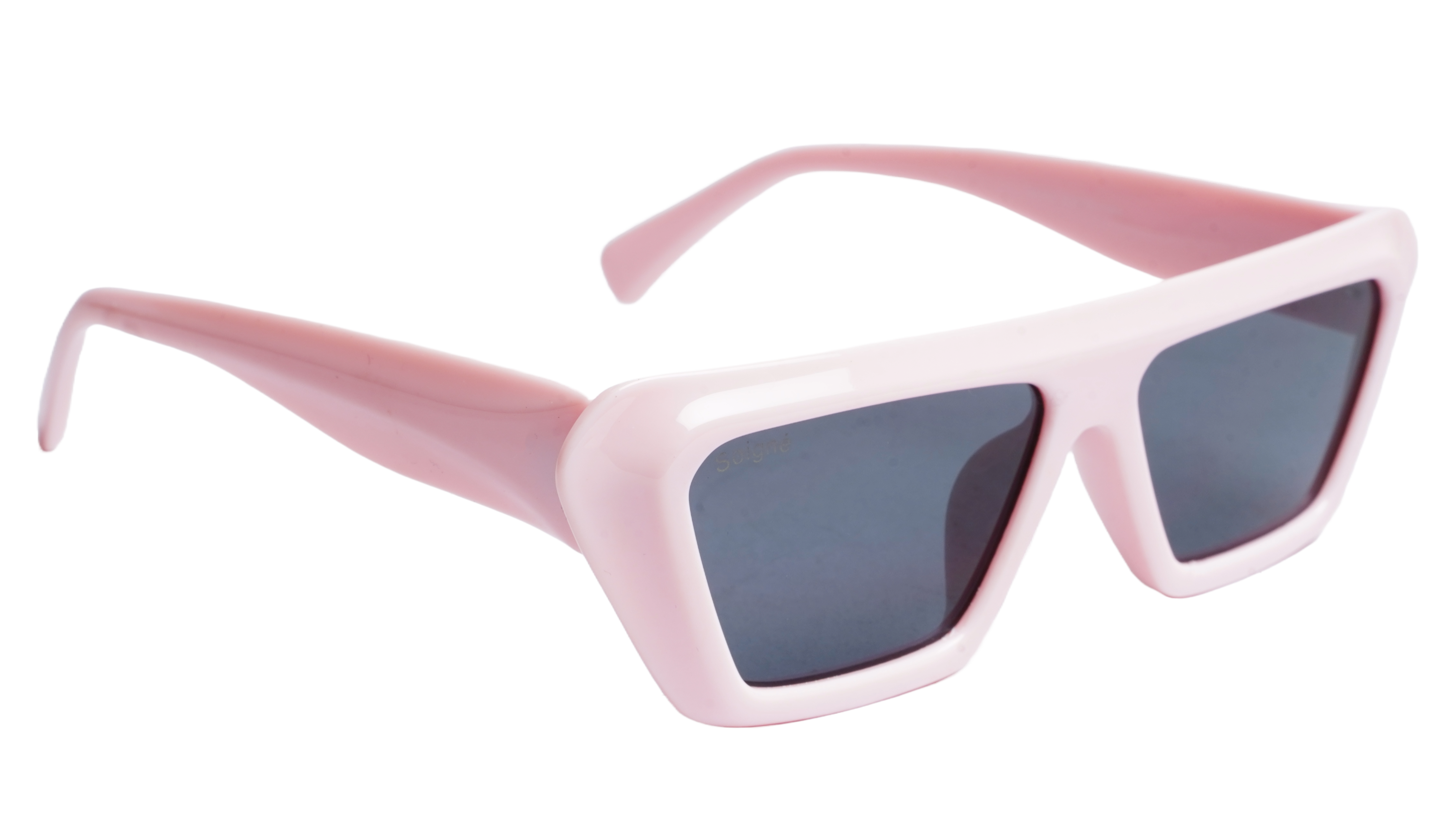 Soigné Female Large Rectangular Sunglasses.Pink Frame