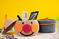 Round Cotton Storage Basket with Lid | Eco-Friendly, Stylish Storage Solution for Home and Office || Natural Cotton, Durable and Versatile