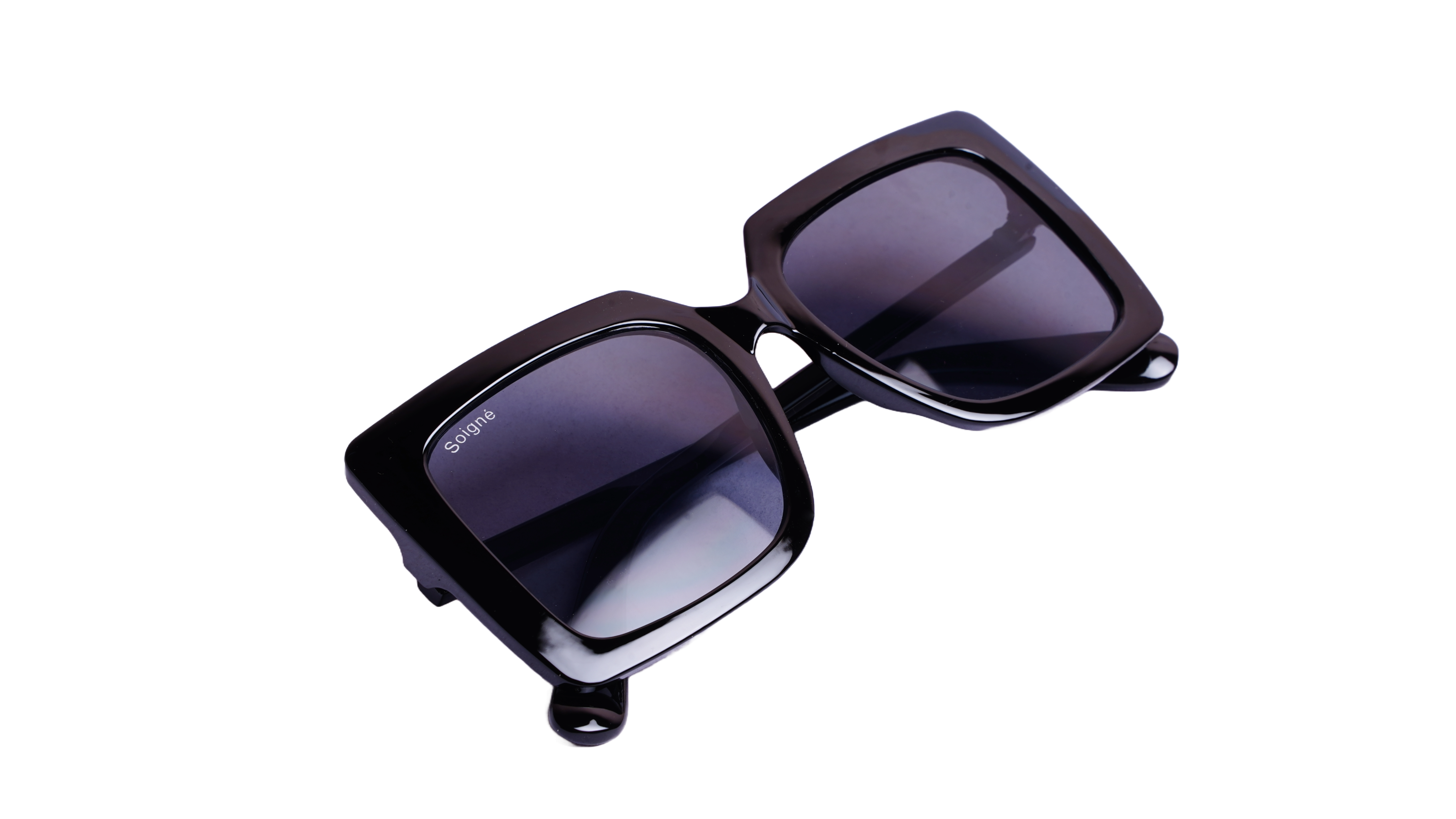 Soigné Female Oversized Square Sunglasses.Glossy Black