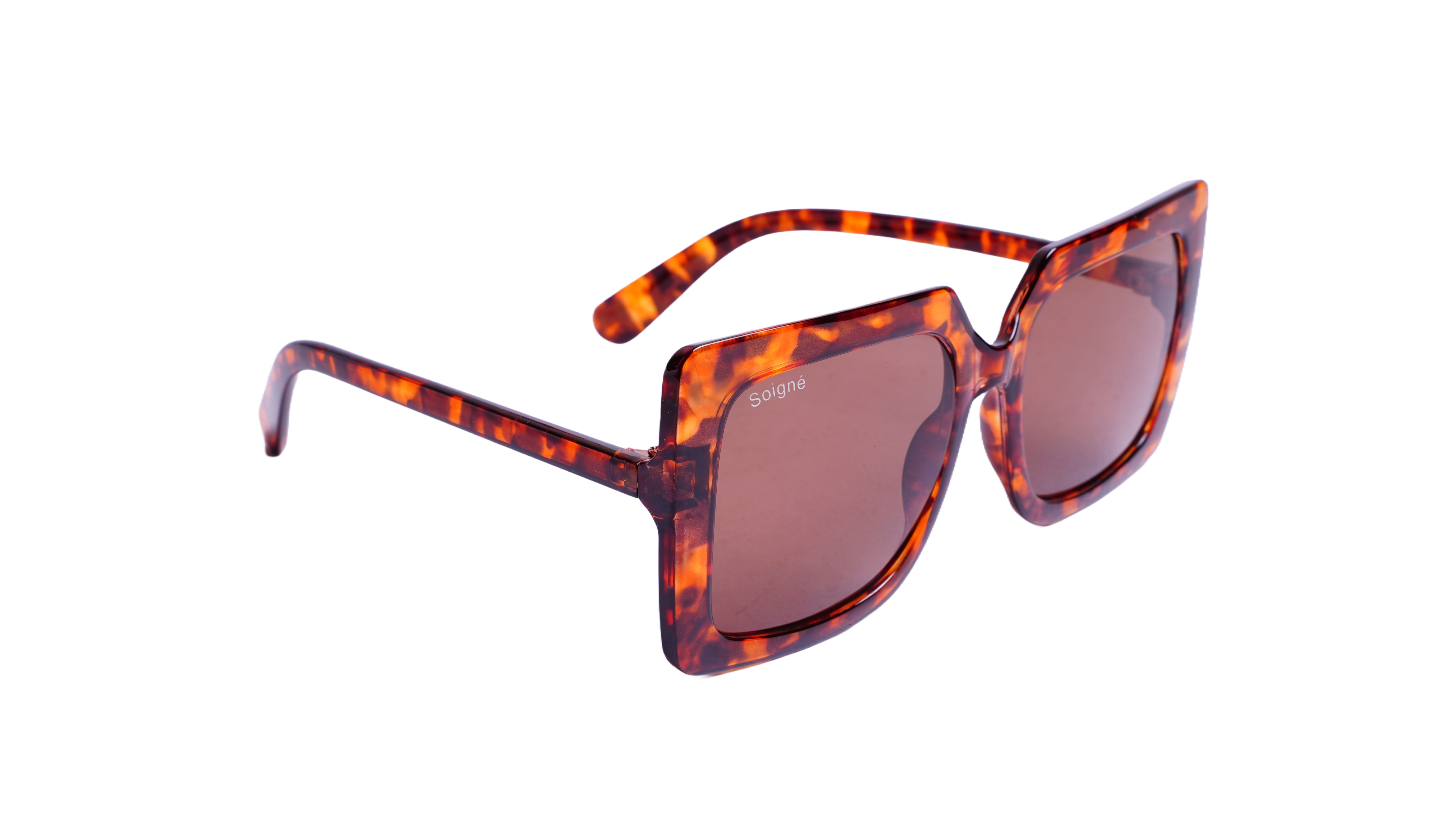 Soigné Female Oversized Square Sunglasses.Leopard Print