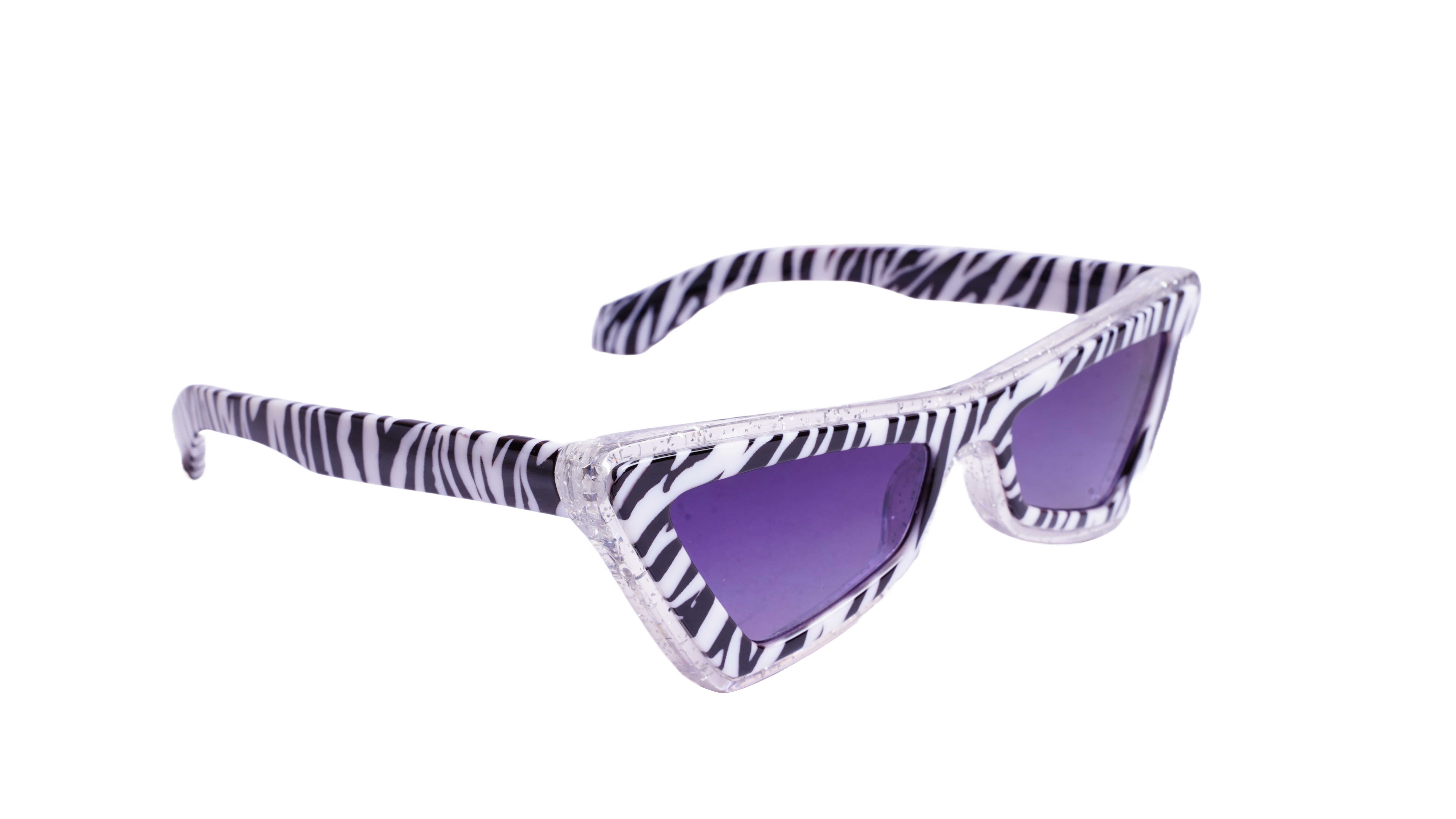 Soigné Female Large Cateye Sunglass.Zebra Print&Transparent